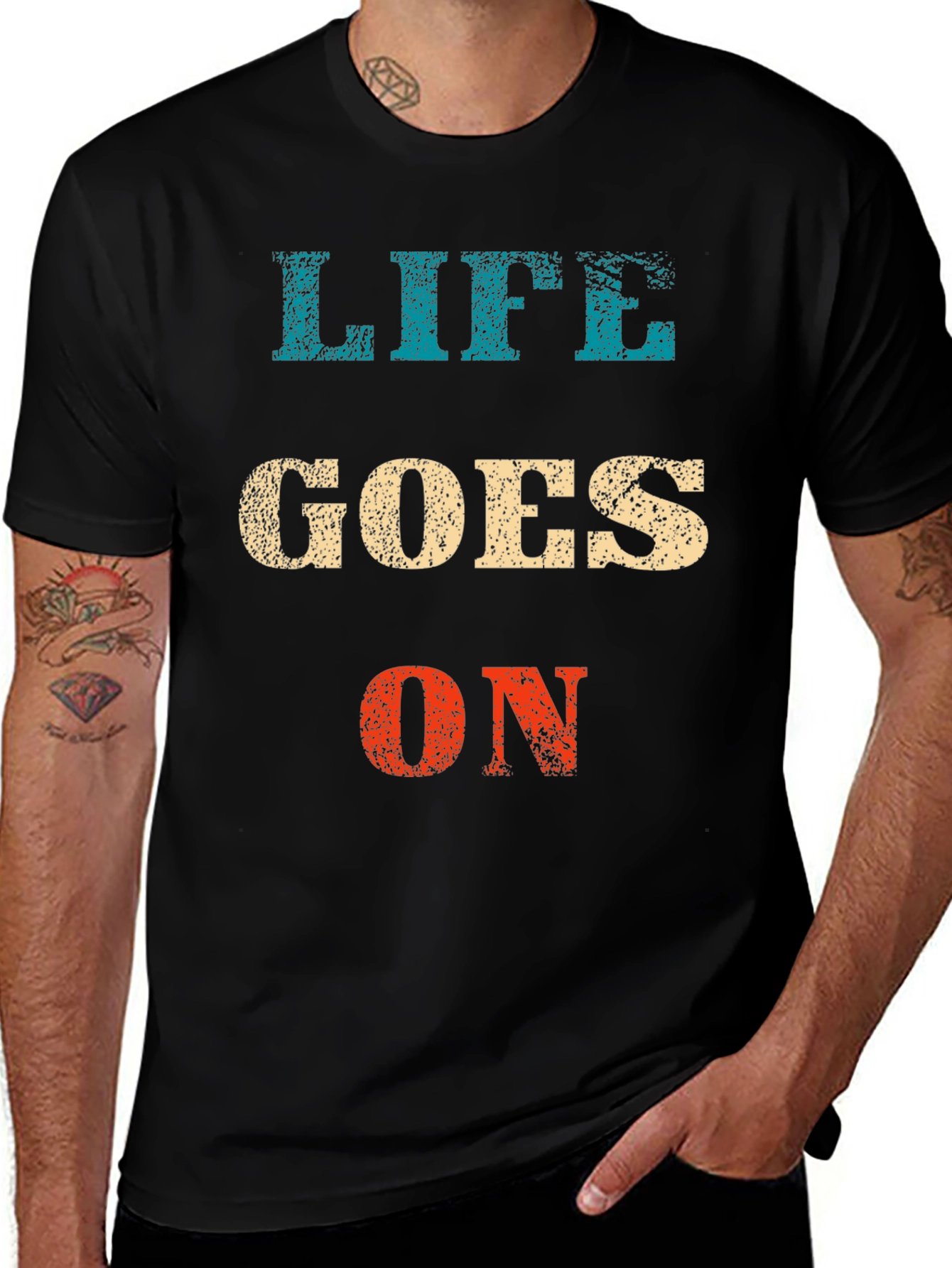 Life Goes On Graphic Tee - Black Casual T-Shirt