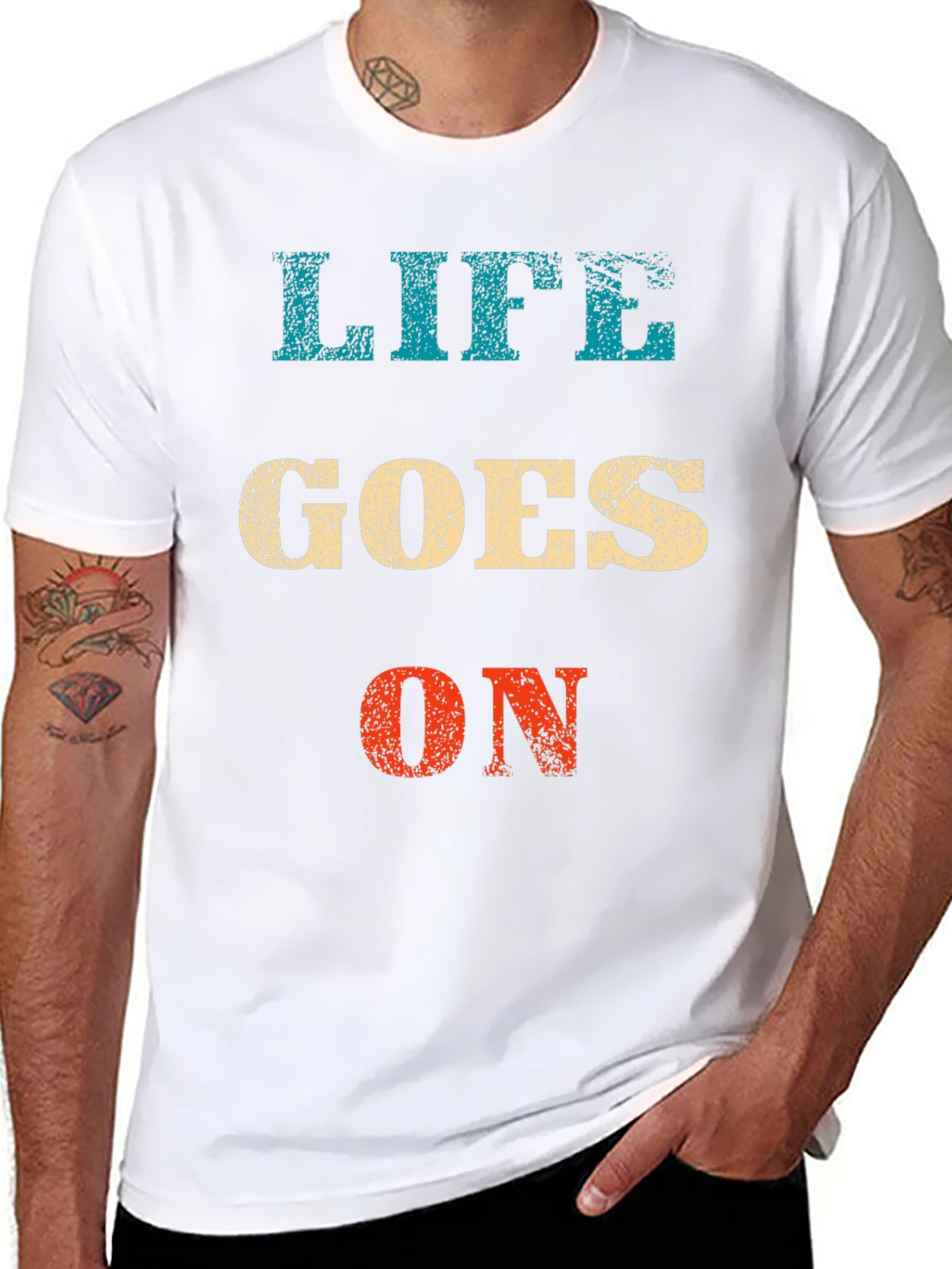 Life Goes On Graphic Tee - Black Casual T-Shirt