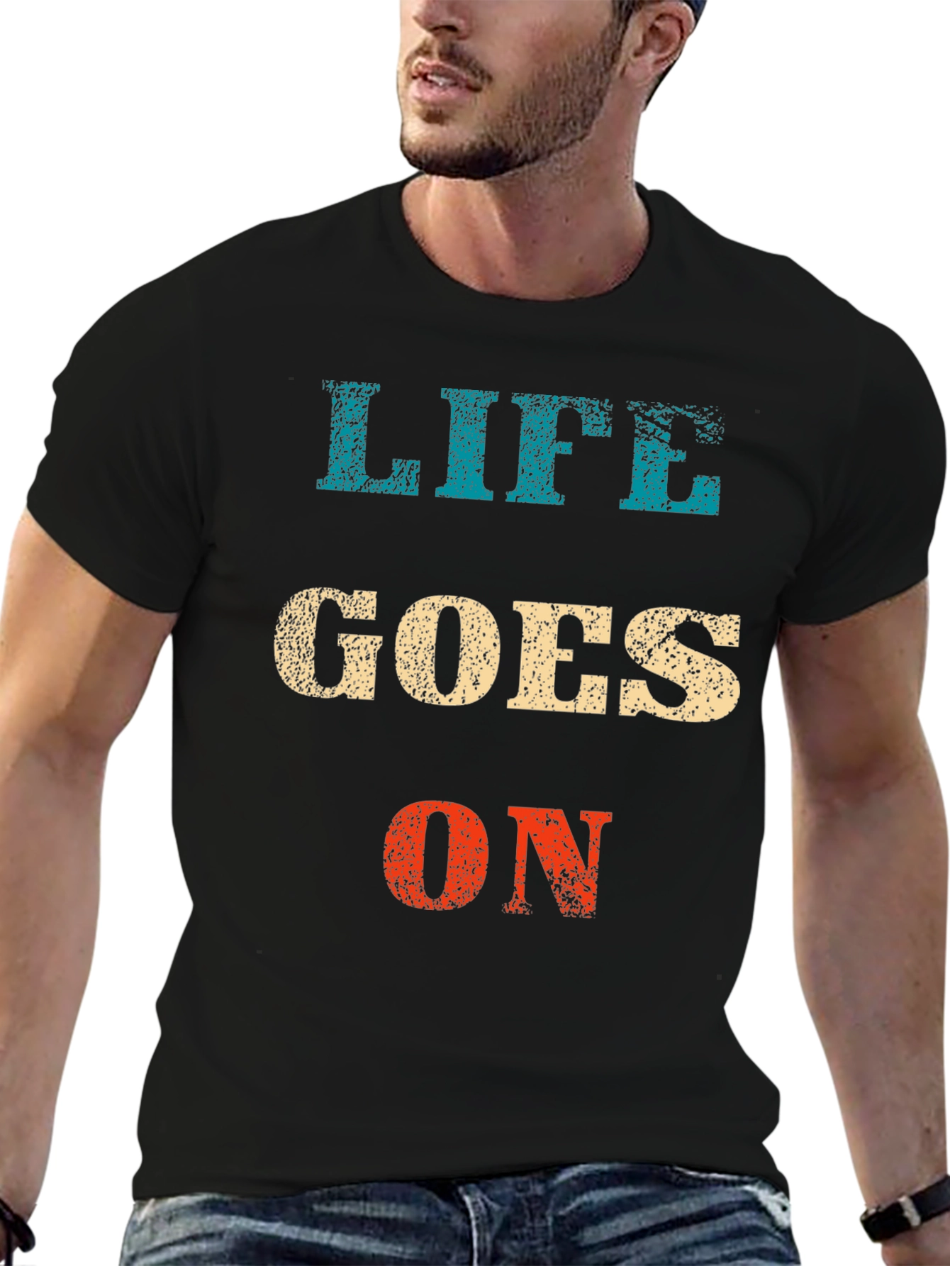Life Goes On Graphic Tee - Black Casual T-Shirt