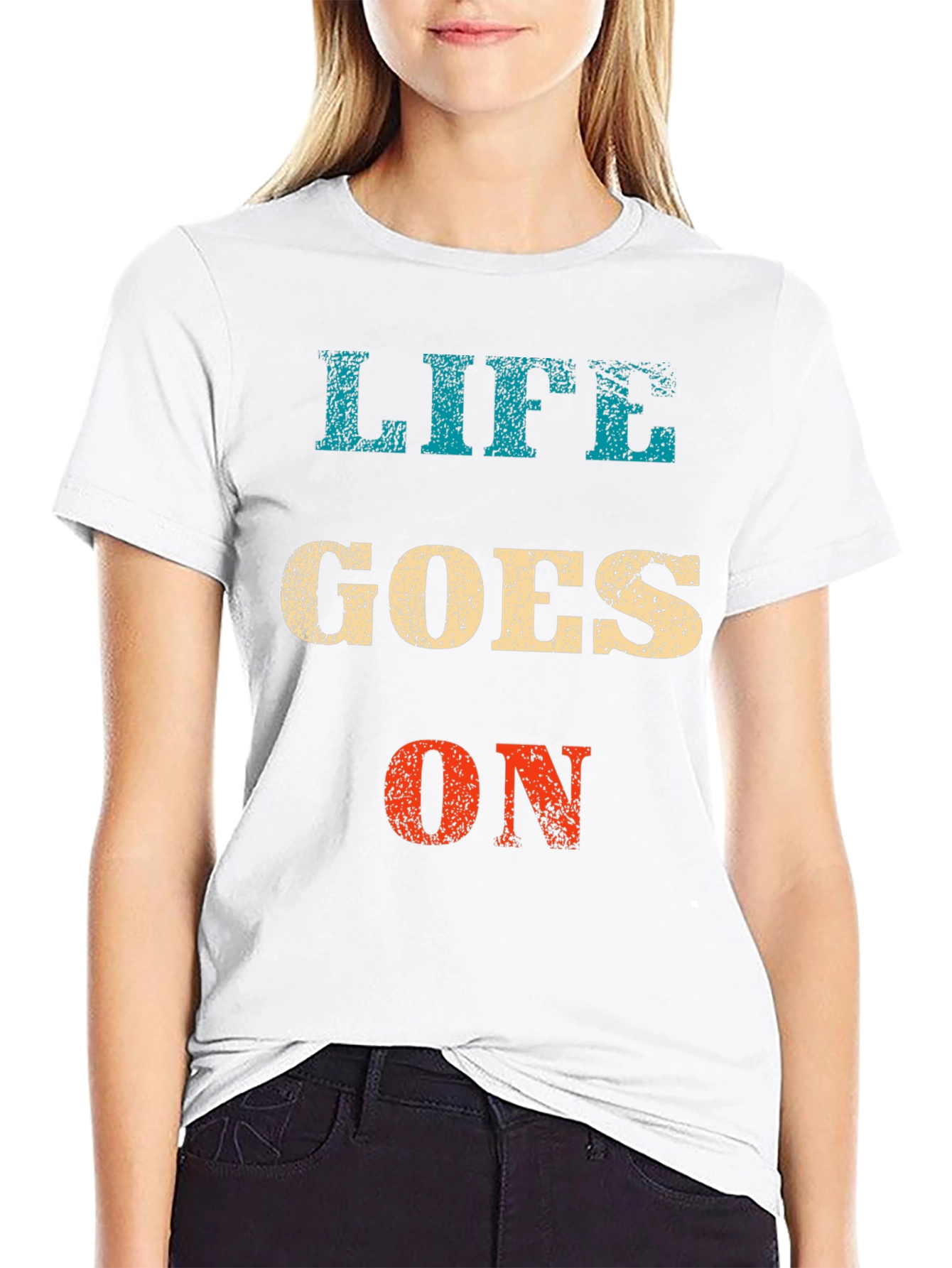 Life Goes On Graphic Tee - Black Casual T-Shirt