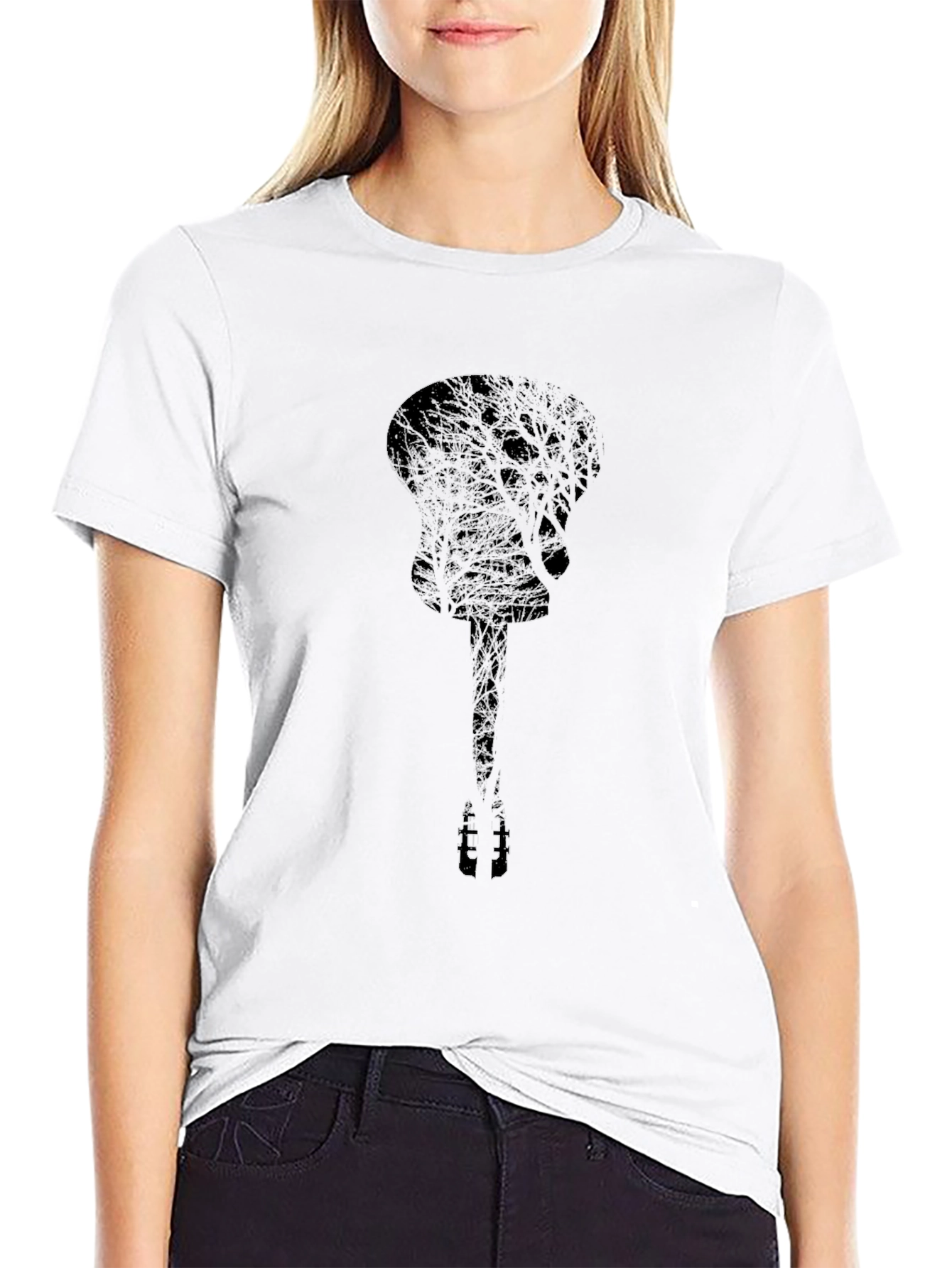 Guitar Tree Silhouette Black Graphic Tee