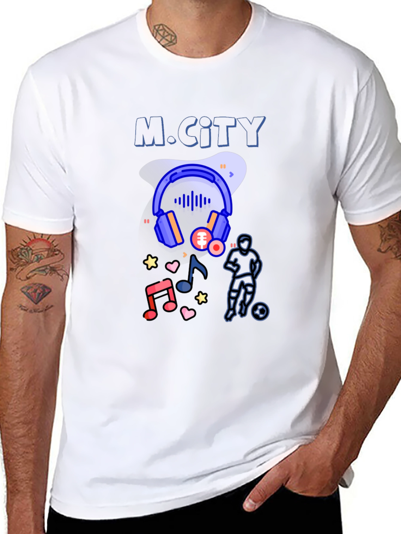 M.City Graphic Print Black T-Shirt