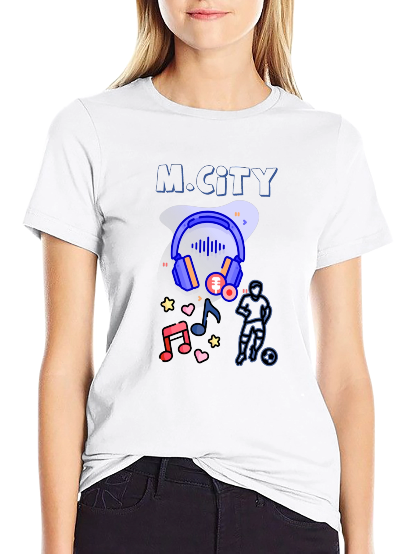 M.City Graphic Print Black T-Shirt