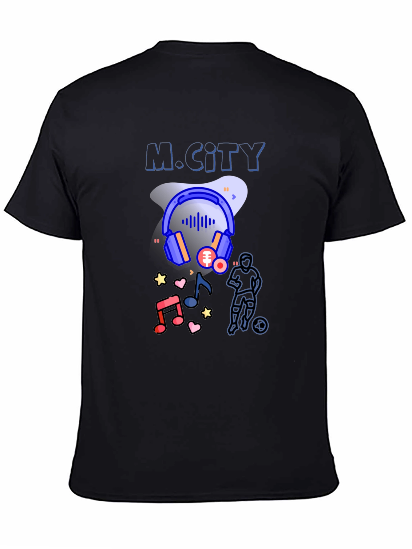 M.City Graphic Print Black T-Shirt