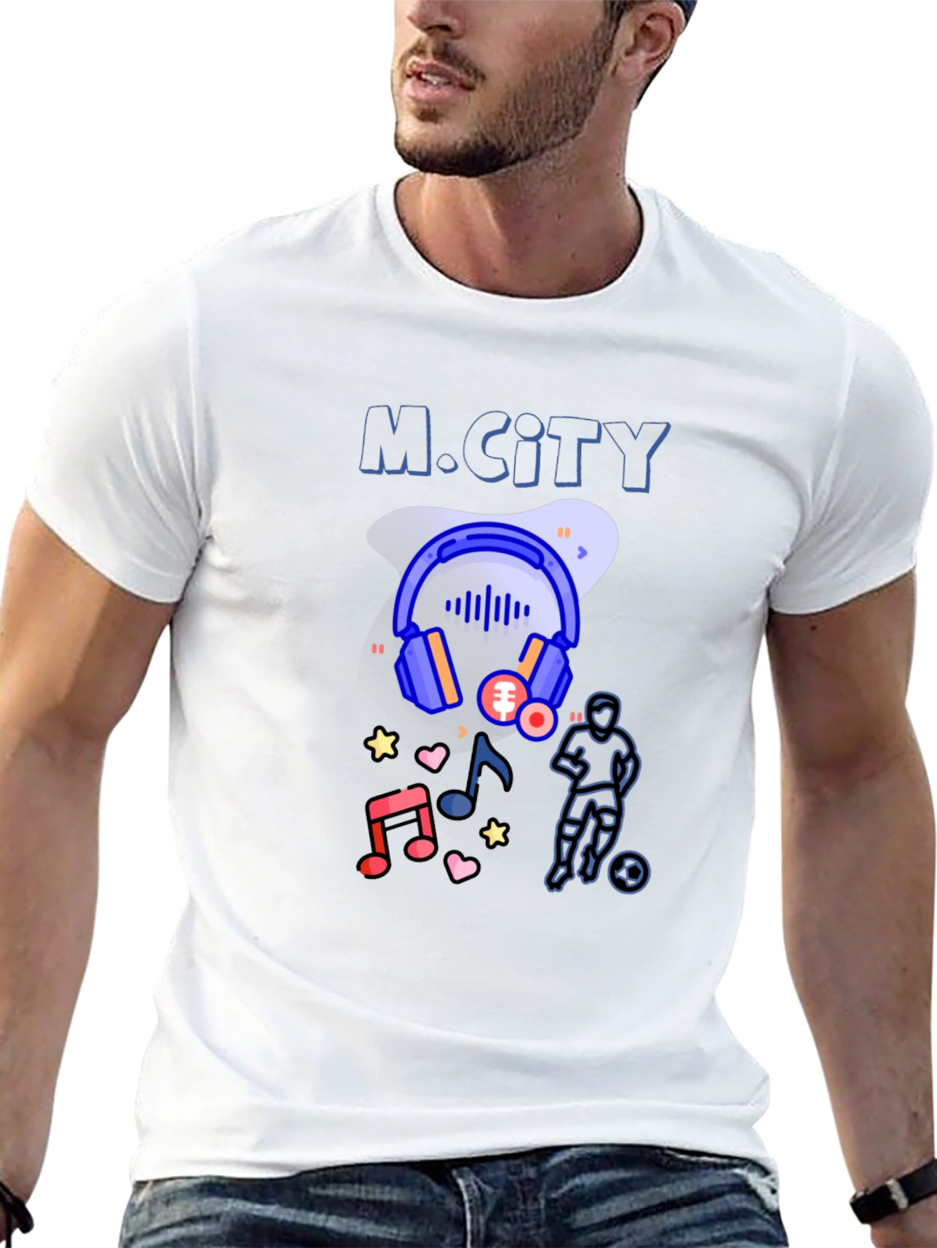 M.City Graphic Print Black T-Shirt