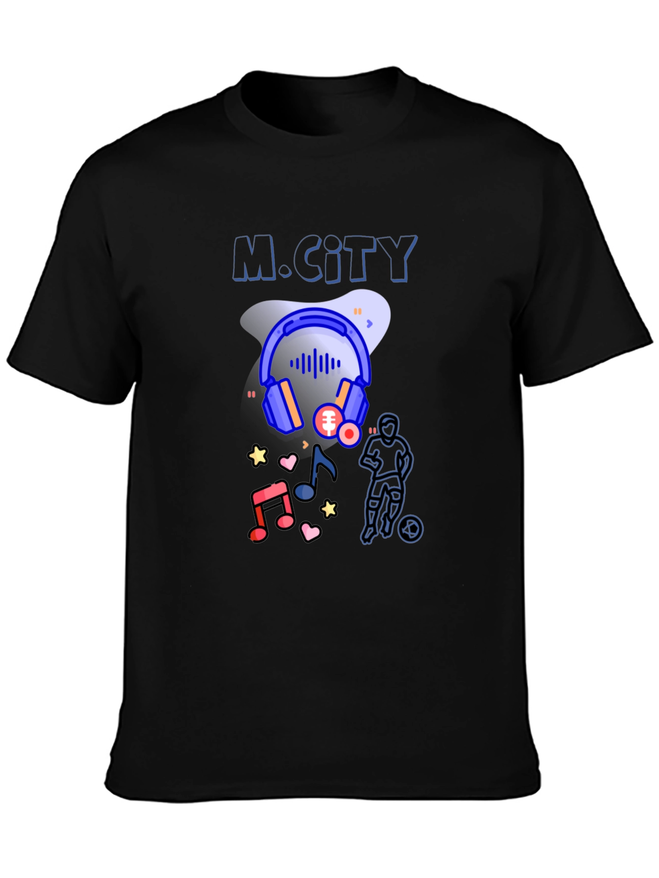 M.City Graphic Print Black T-Shirt