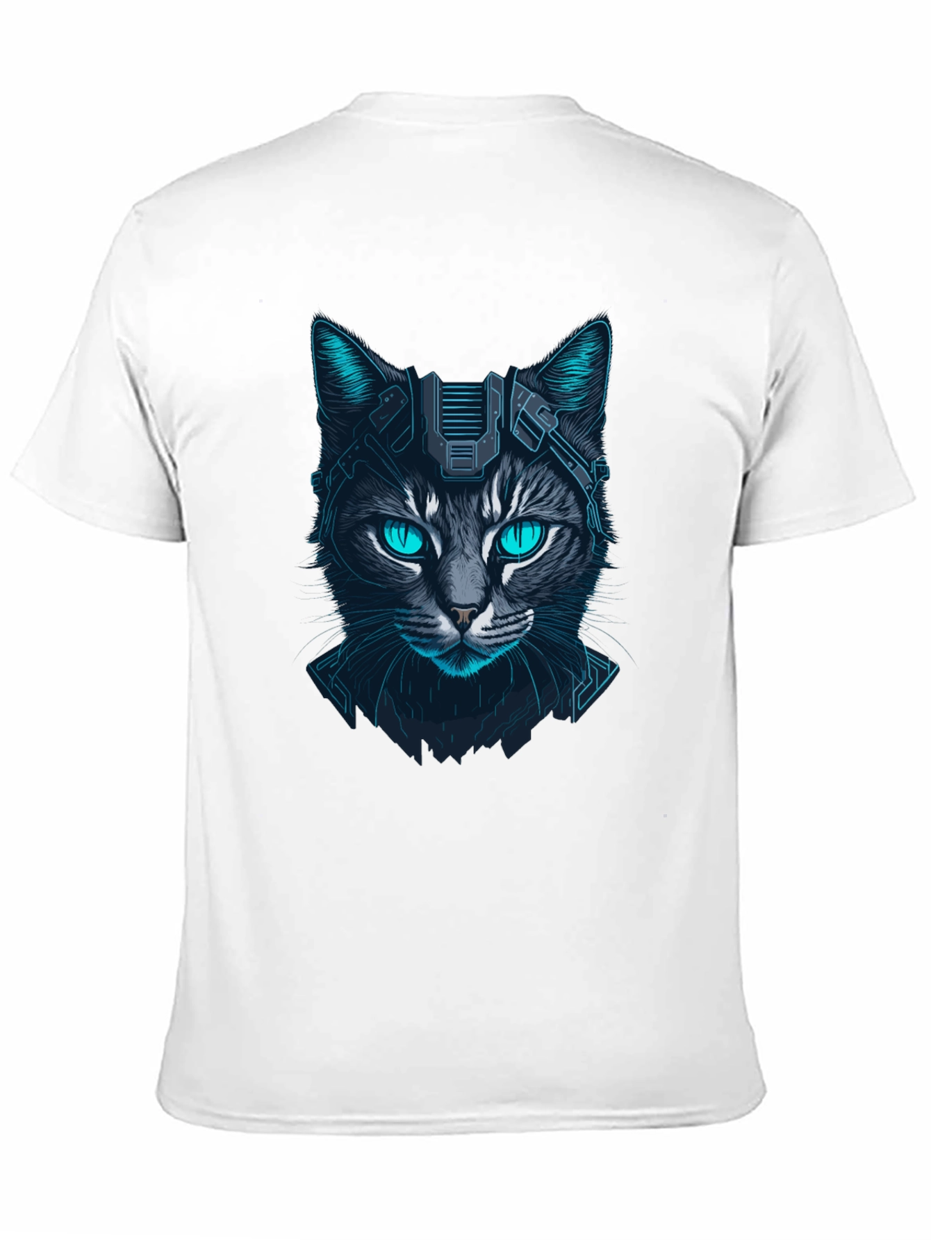 Cyberpunk Cat Graphic Tee - Futuristic Feline Design