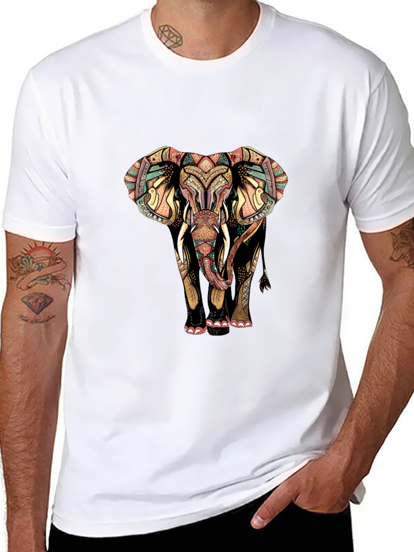 Elephant Graphic Print Mens Tee