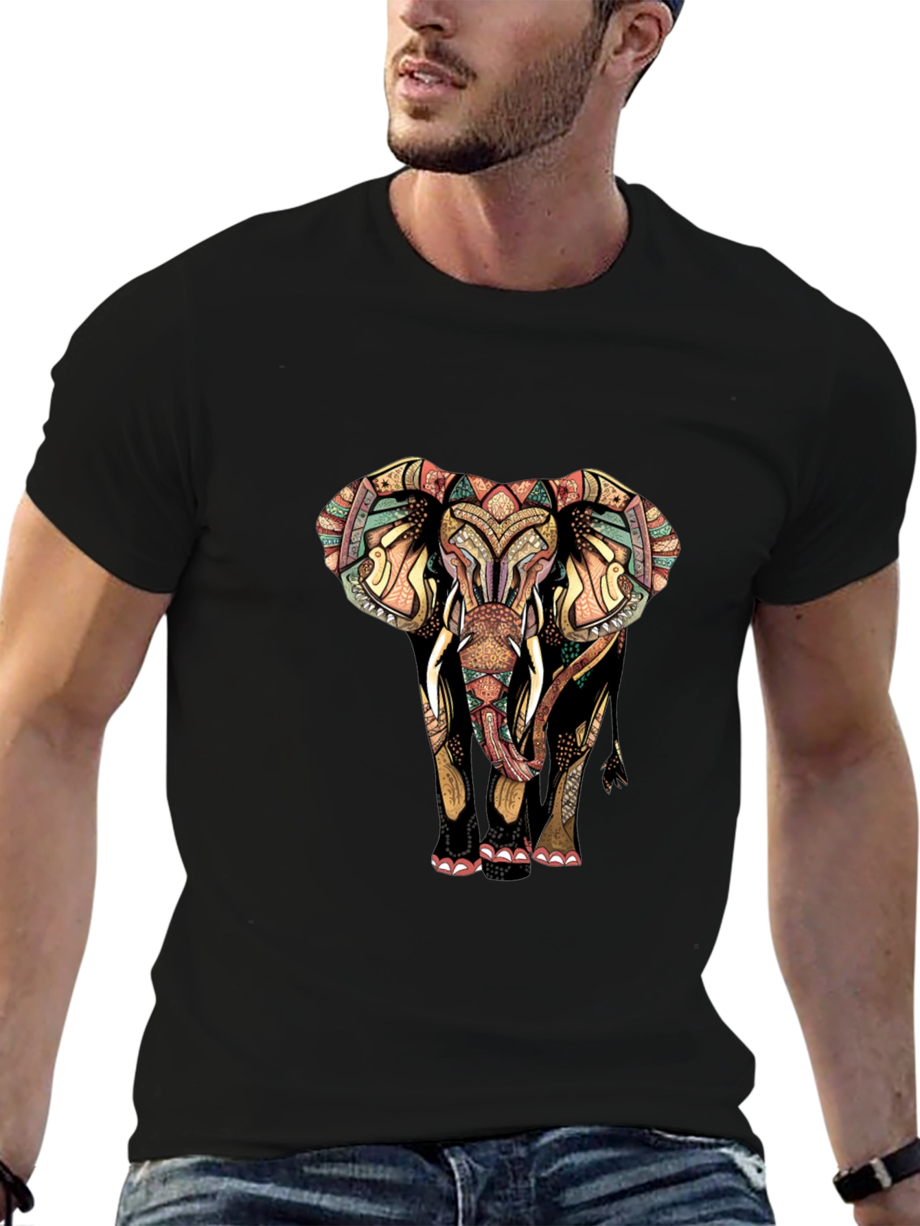 Elephant Graphic Print Mens Tee