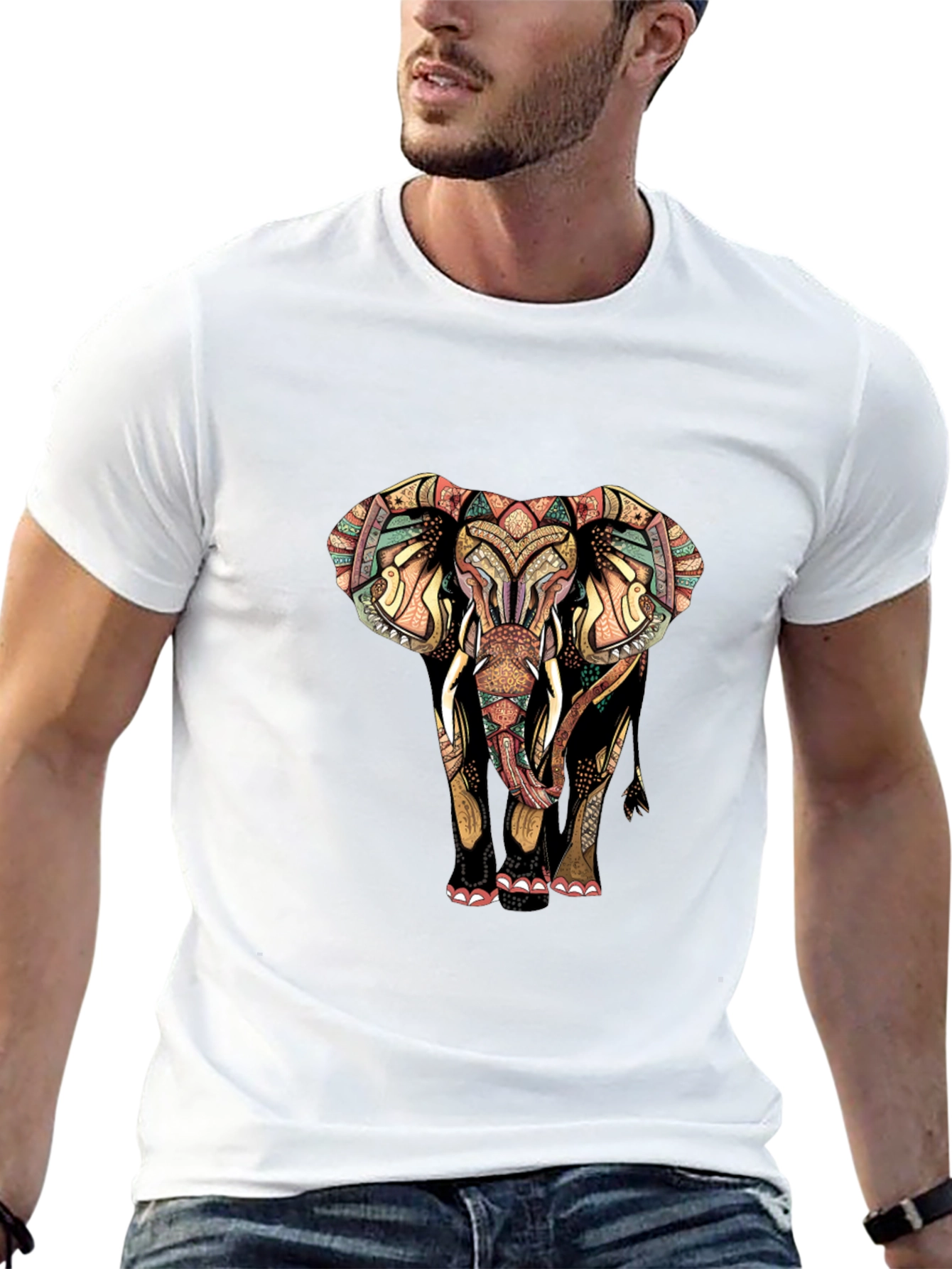 Elephant Graphic Print Mens Tee