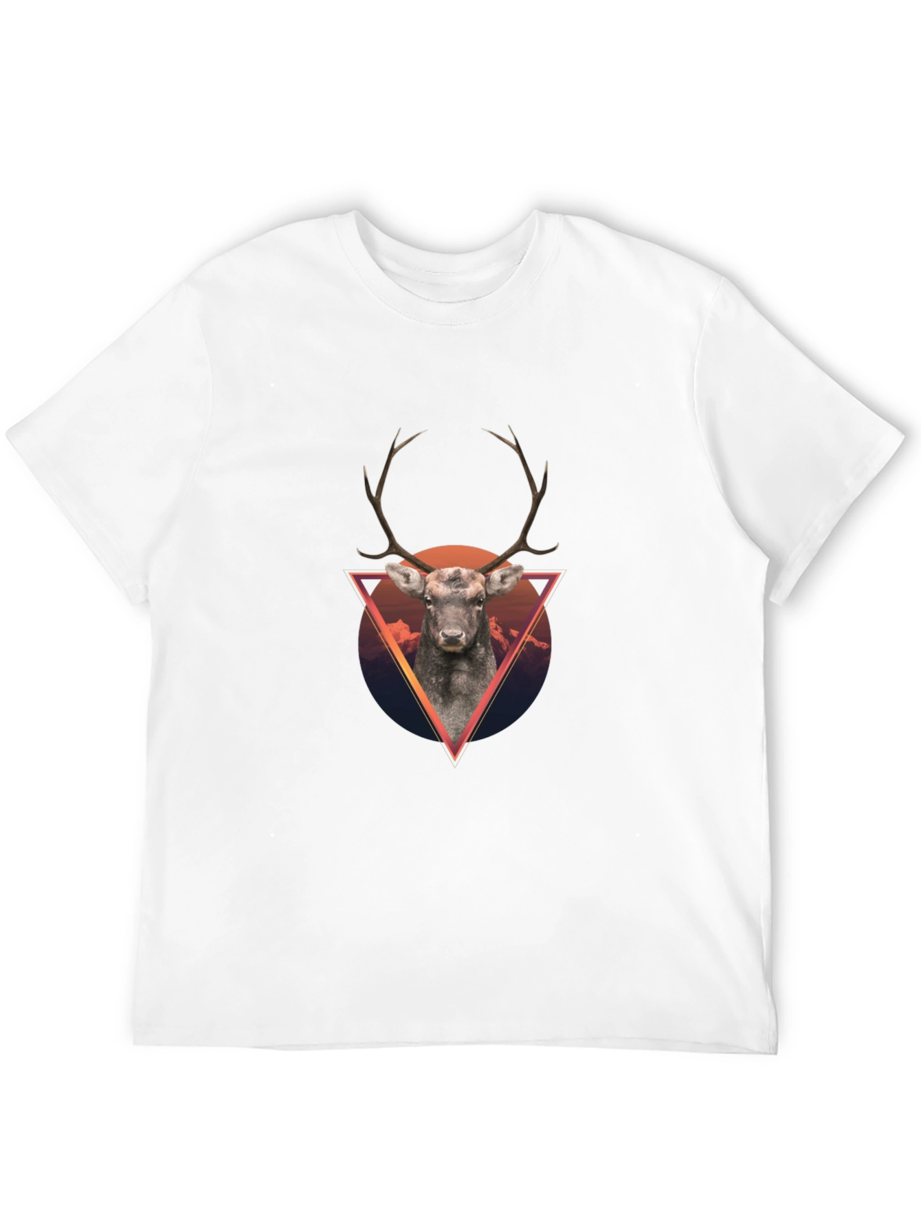 Geometric Deer Graphic Tee - Black