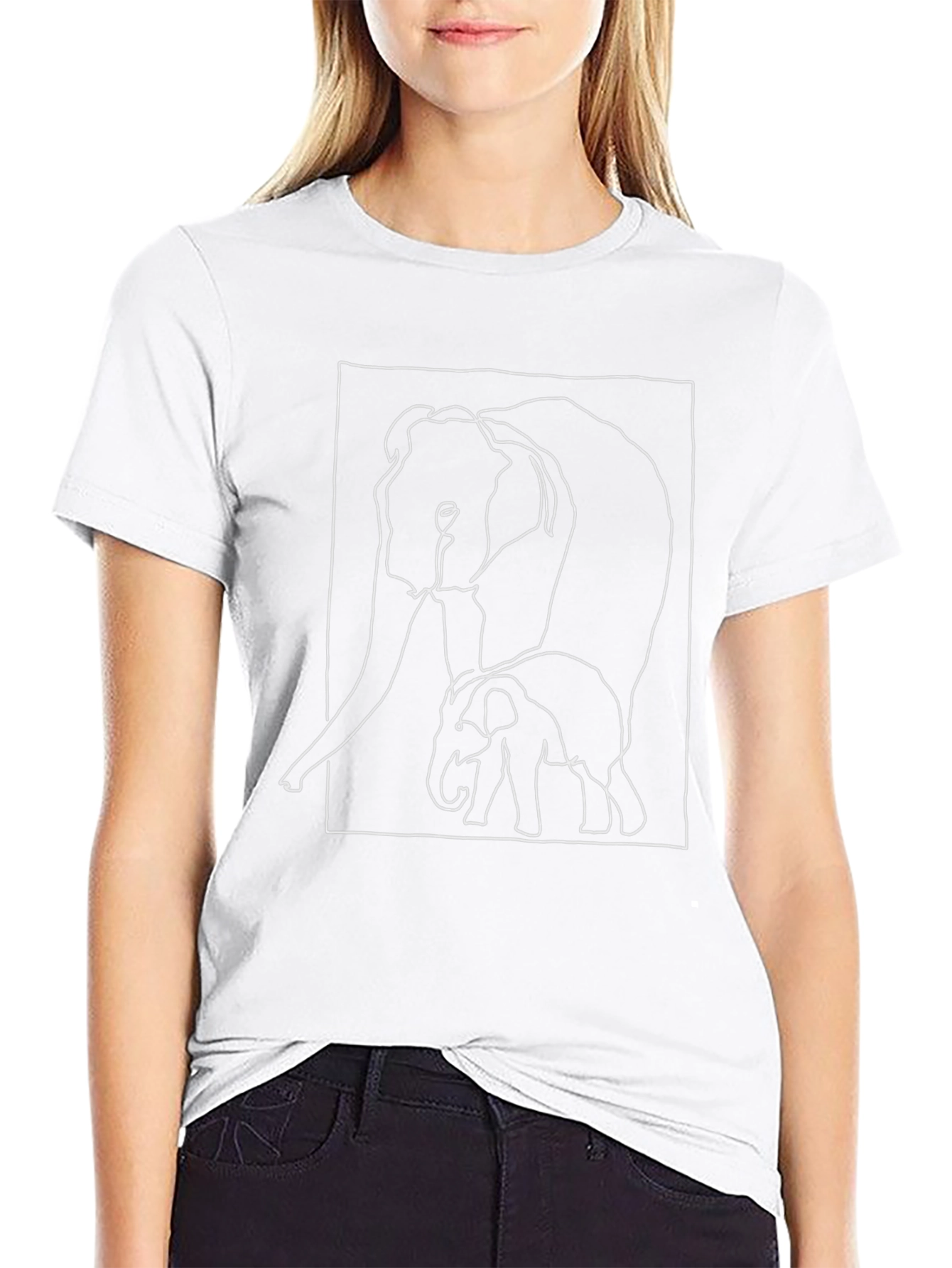 Elephant Outline Graphic T-Shirt