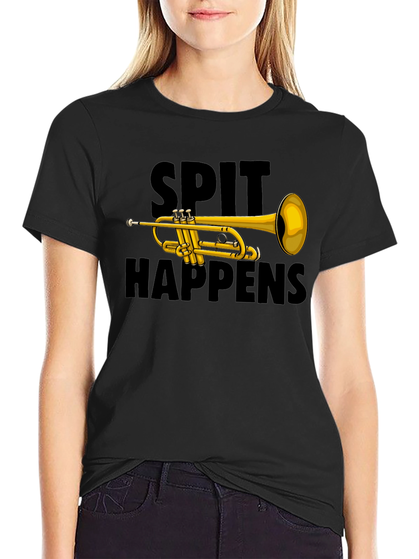 Spit Happens Trumpet Graphic Tee