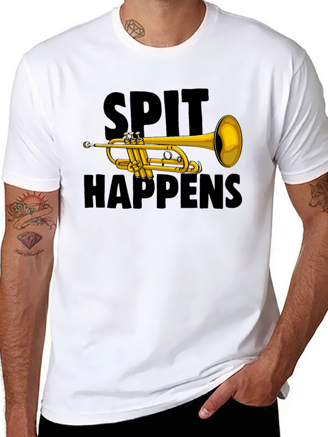 Spit Happens Trumpet Graphic Tee
