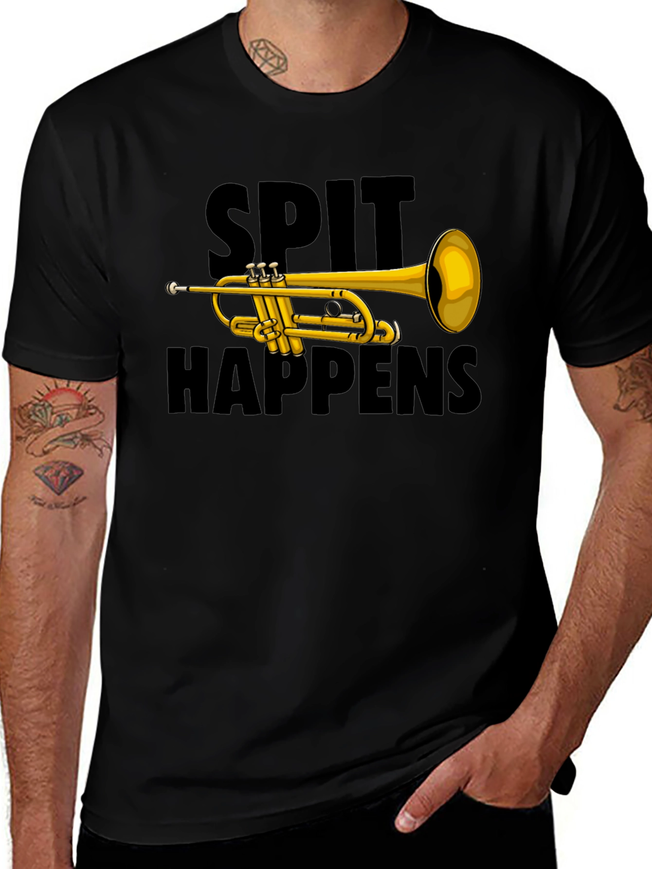 Spit Happens Trumpet Graphic Tee