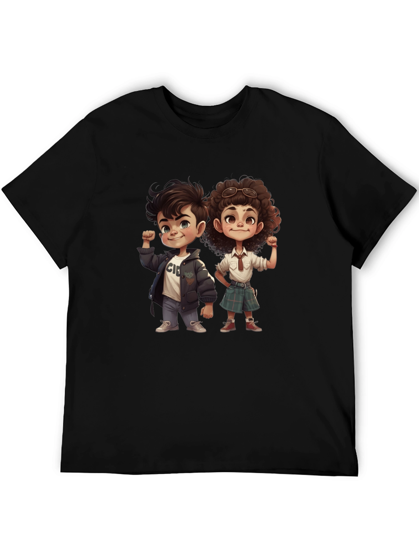Cartoon Kids Graphic Tee - Black