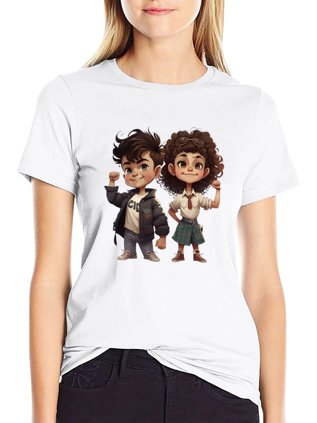 Cartoon Kids Graphic Tee - Black