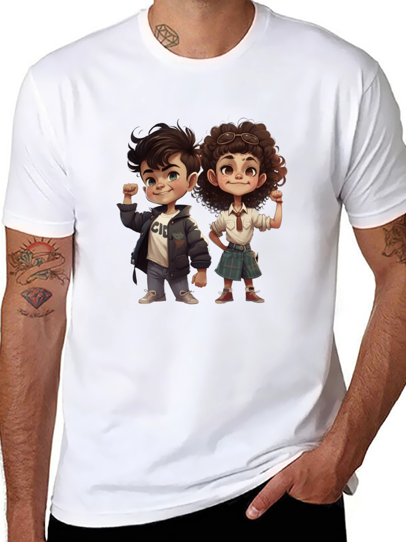 Cartoon Kids Graphic Tee - Black