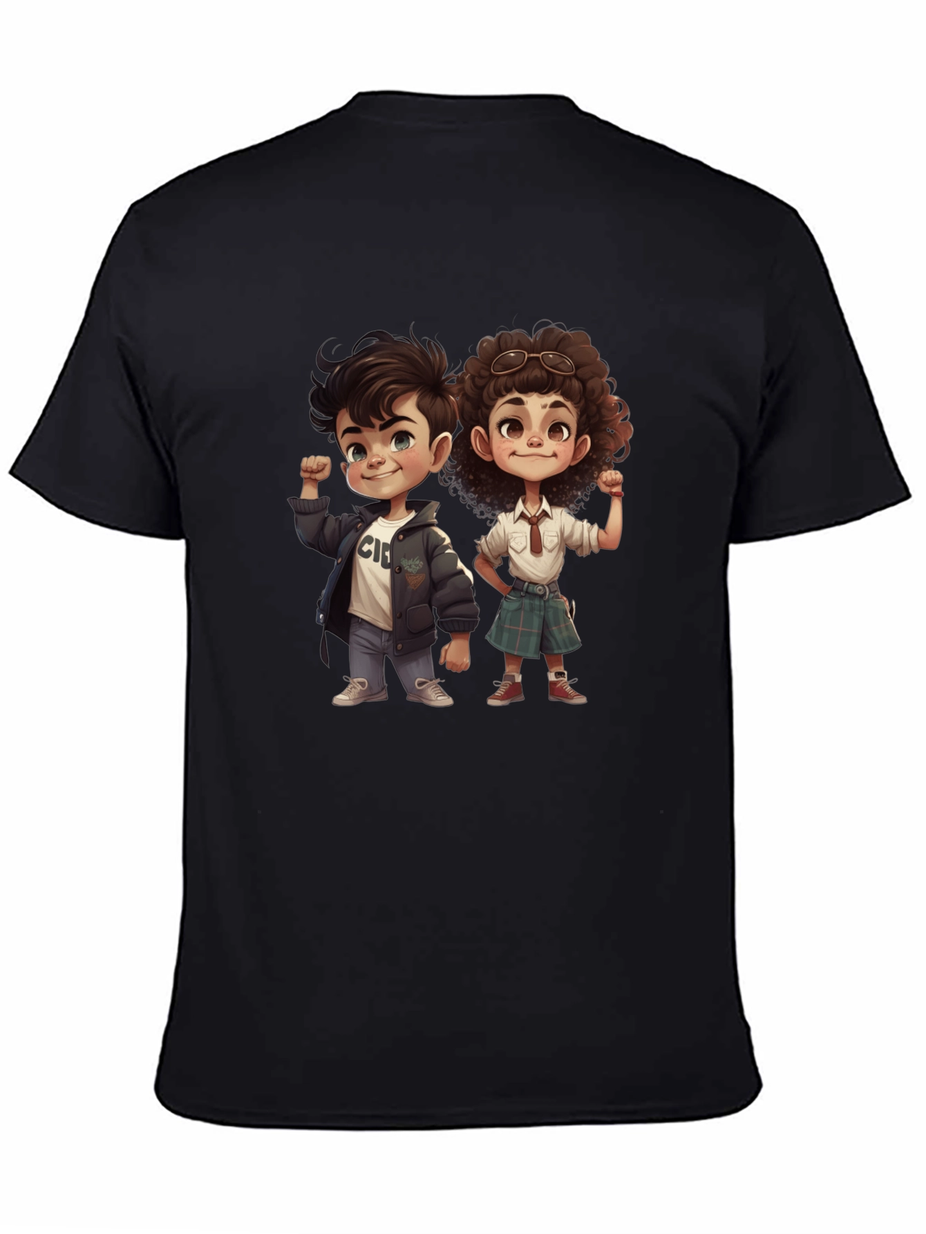 Cartoon Kids Graphic Tee - Black