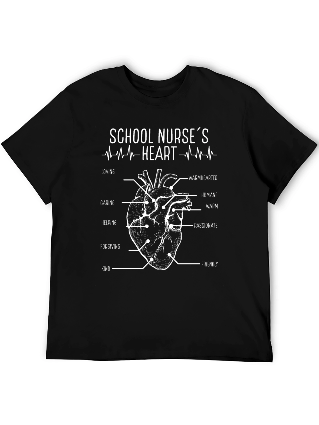 School Nurses Heart T-Shirt - Loving Caring Helping