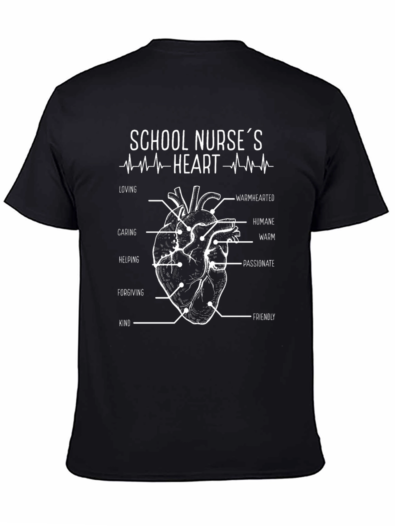 School Nurses Heart T-Shirt - Loving Caring Helping