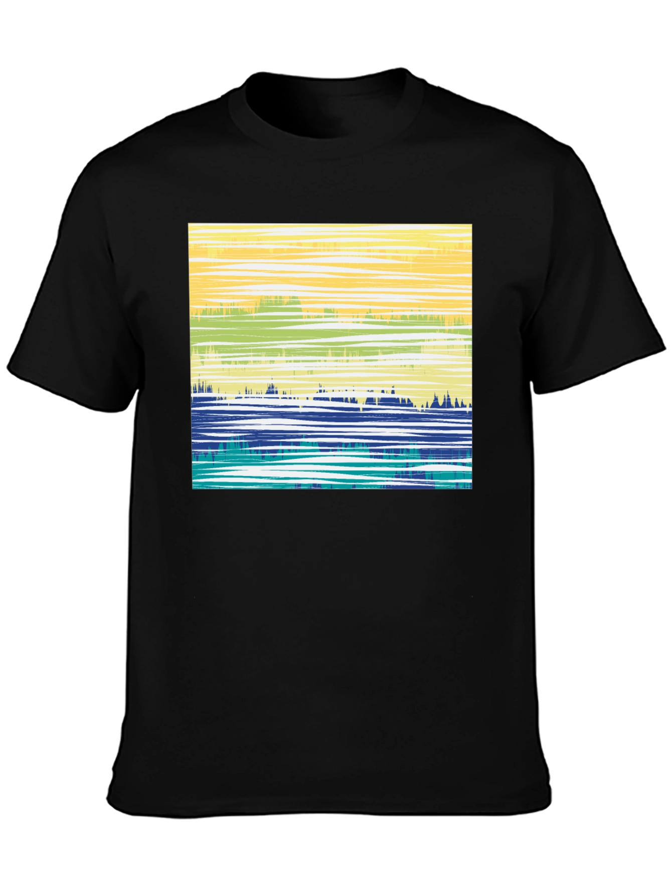 Abstract Horizon Graphic T-Shirt - Black