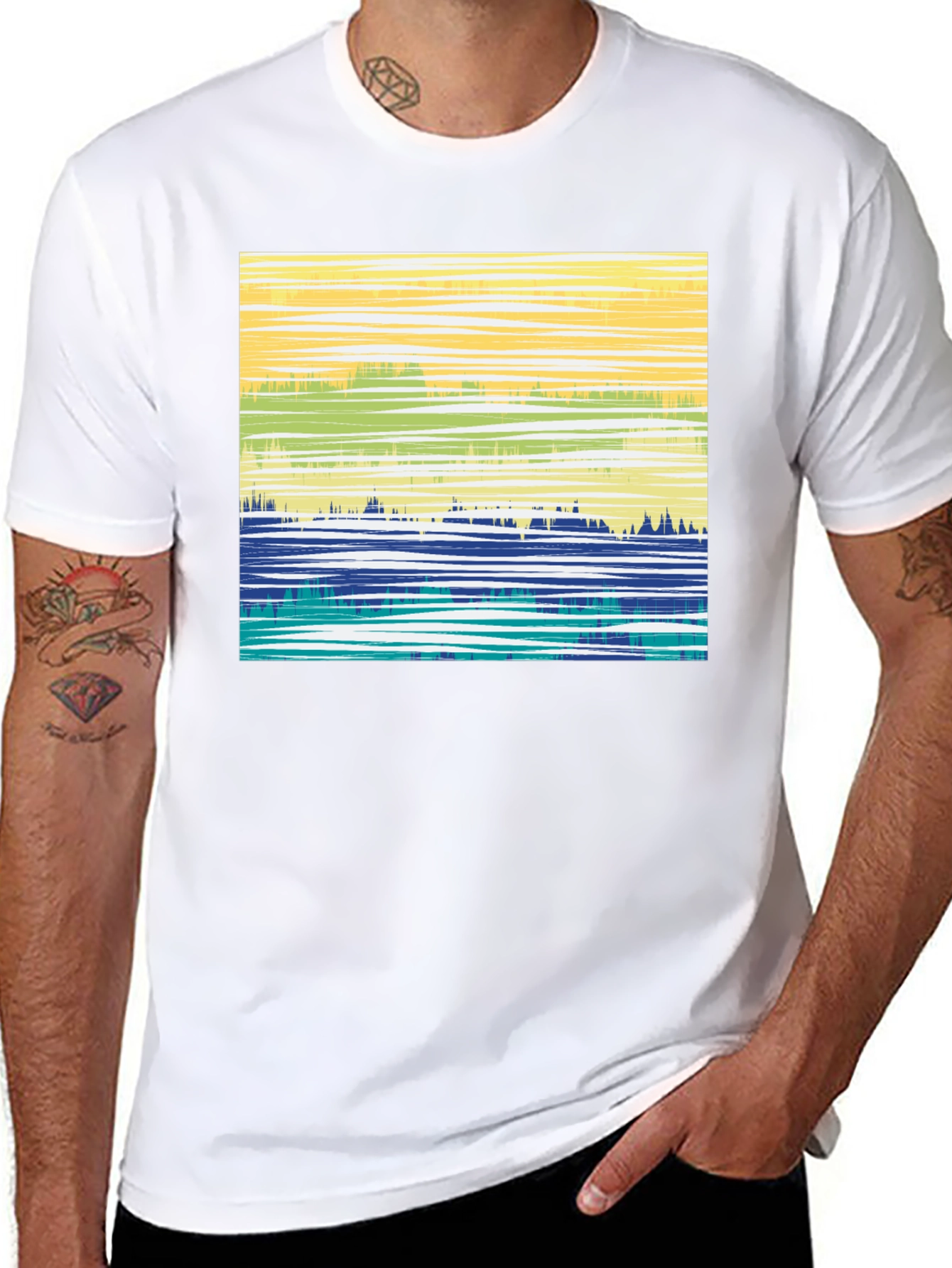 Abstract Horizon Graphic T-Shirt - Black