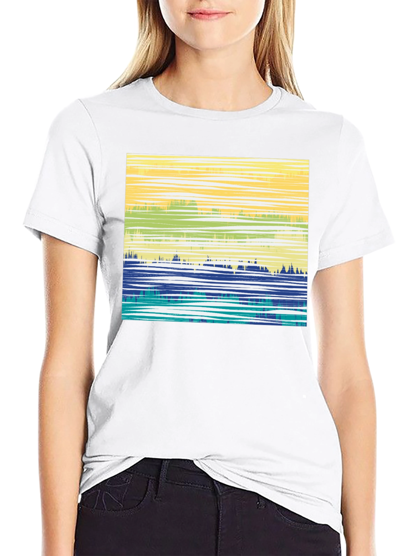 Abstract Horizon Graphic T-Shirt - Black
