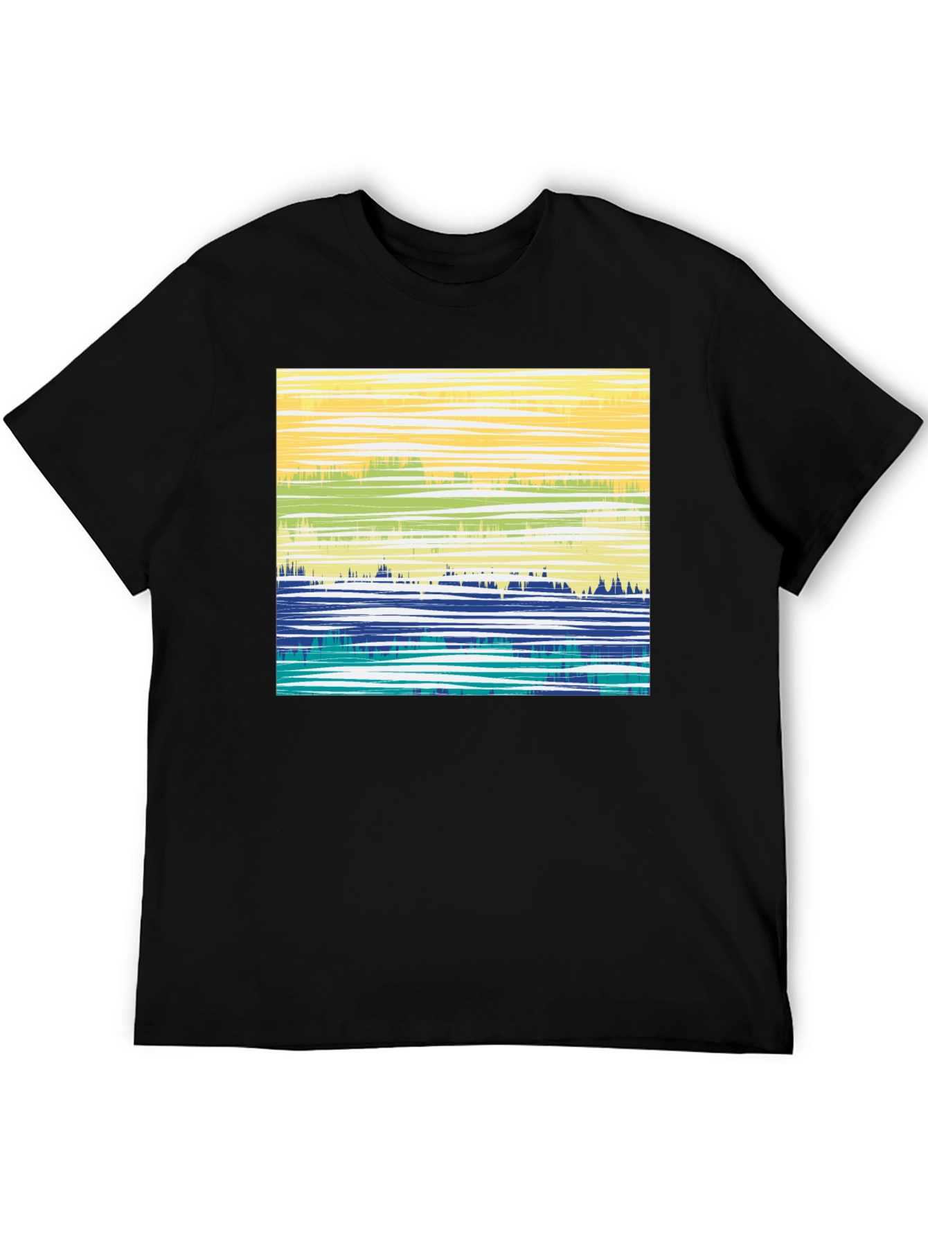 Abstract Horizon Graphic T-Shirt - Black