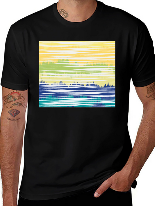 Abstract Horizon Graphic T-Shirt - Black
