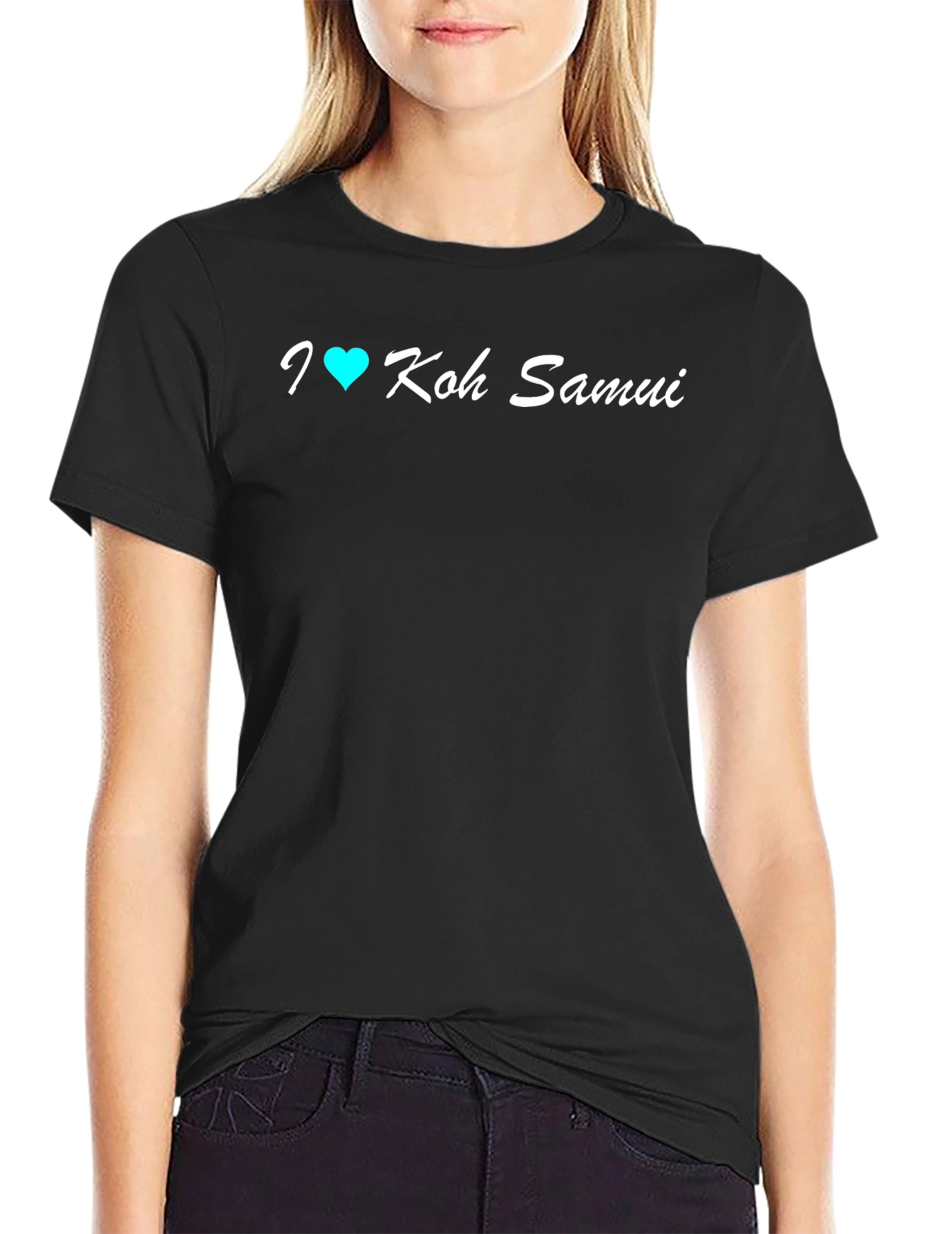I Love Koh Samui T-Shirt Black Cotton Crew Neck