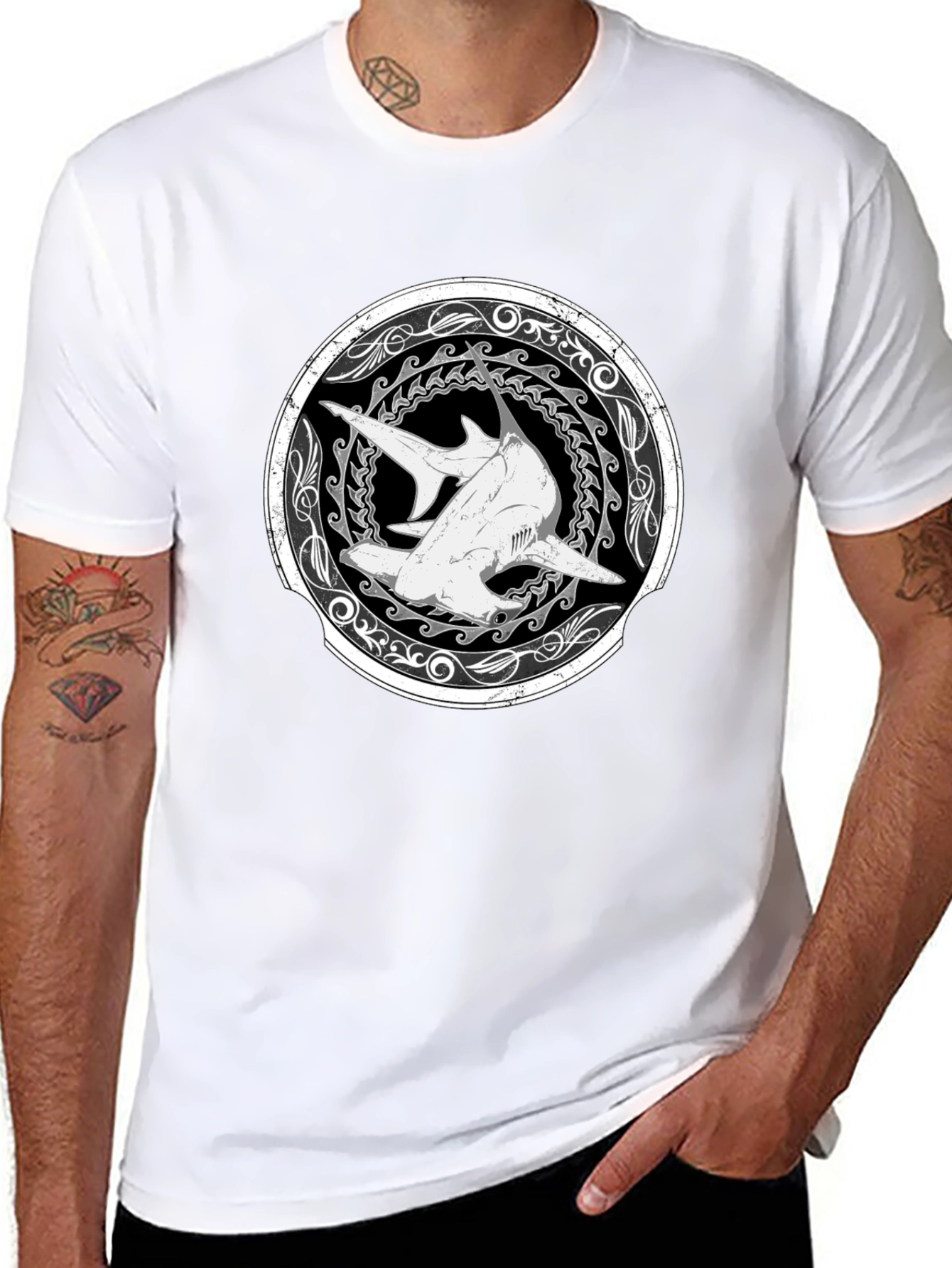 Hammerhead Shark Graphic T-Shirt - Black