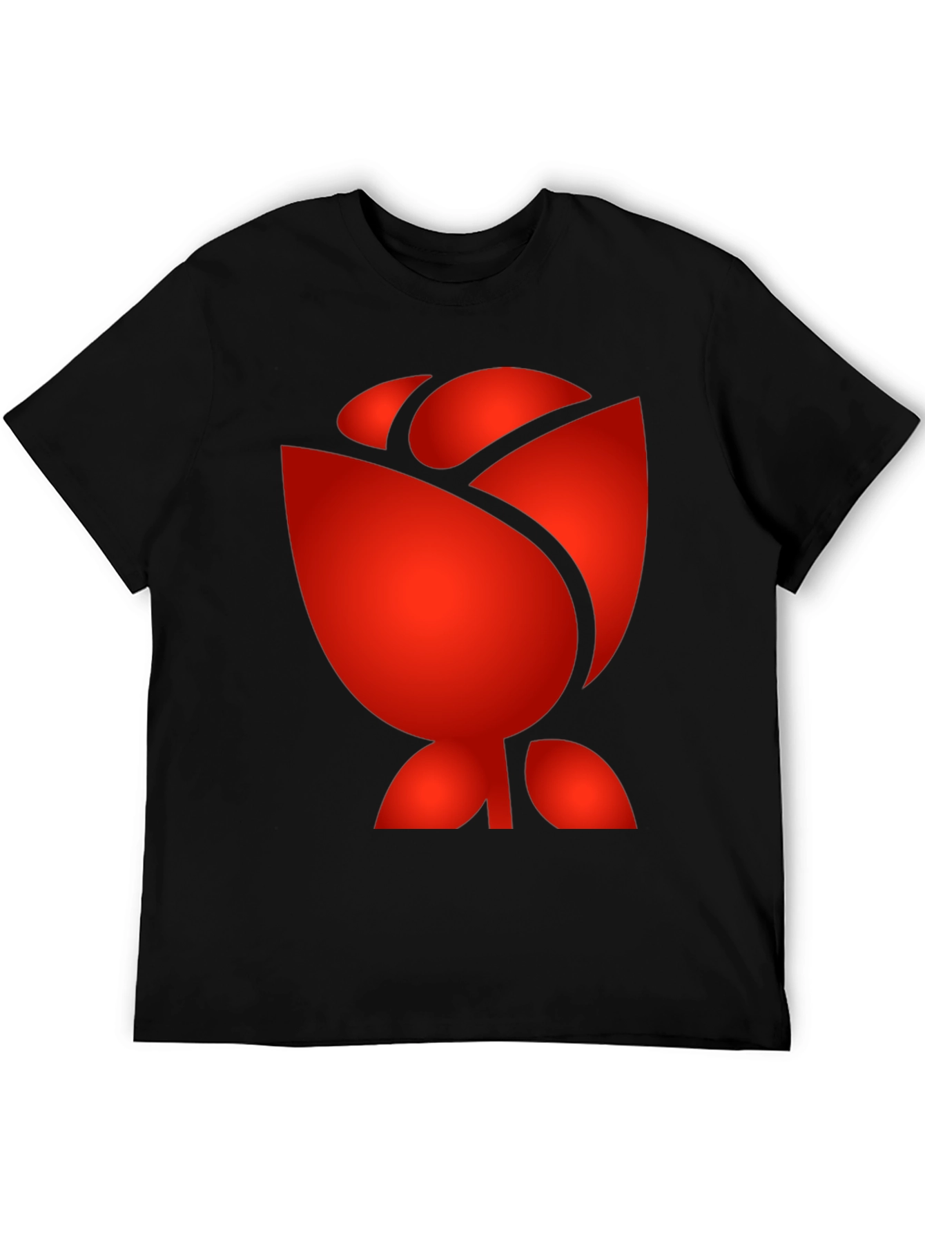 Red Rose Graphic Print Black T-Shirt
