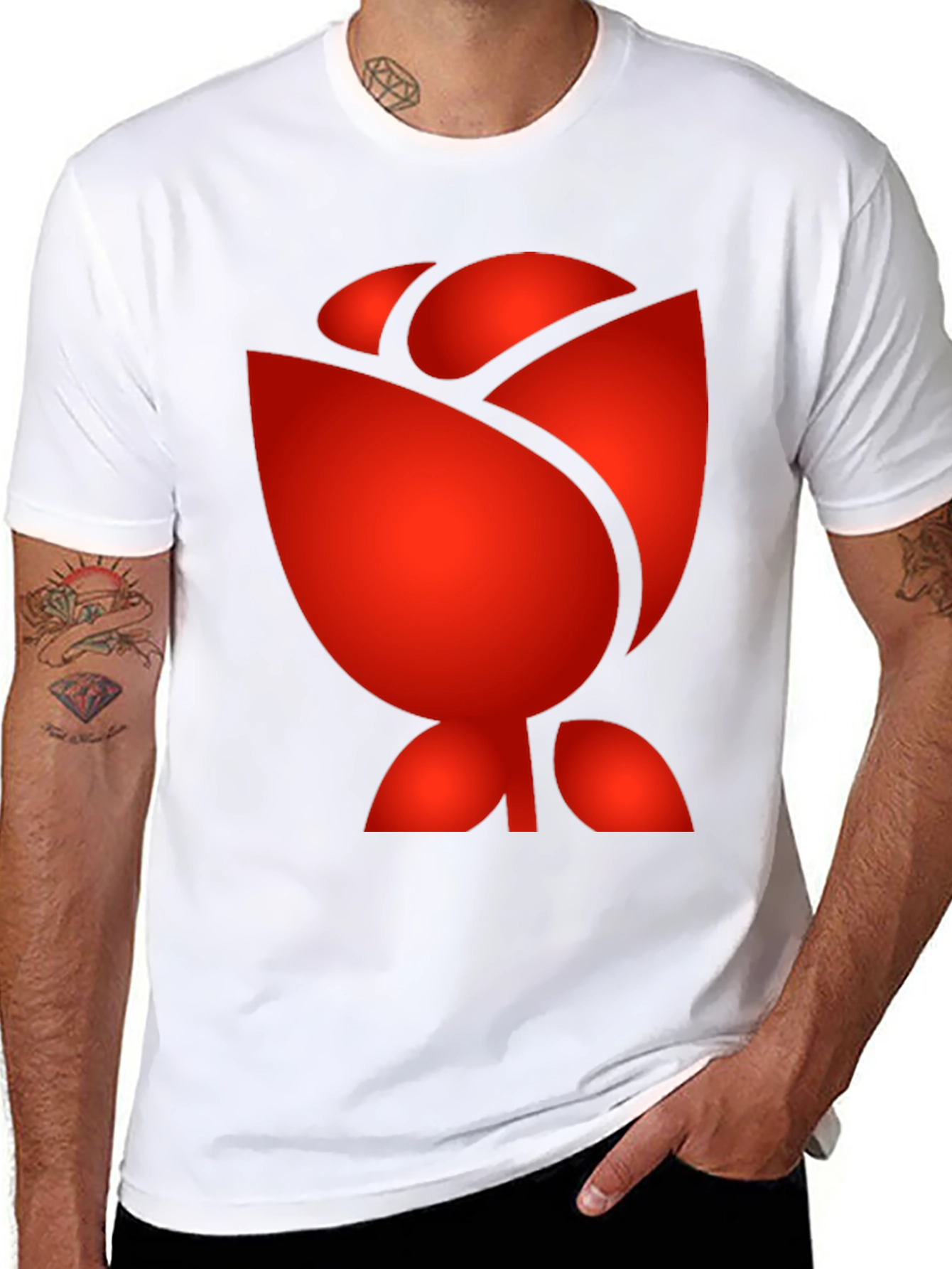 Red Rose Graphic Print Black T-Shirt