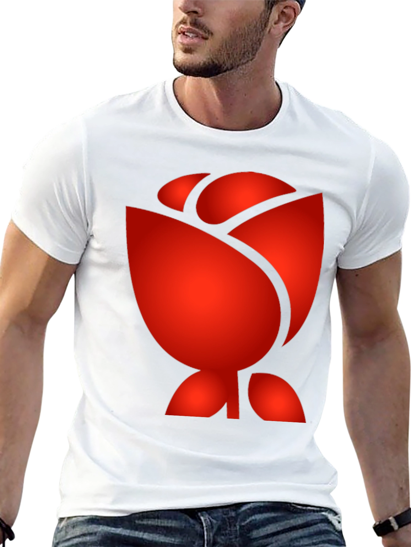 Red Rose Graphic Print Black T-Shirt