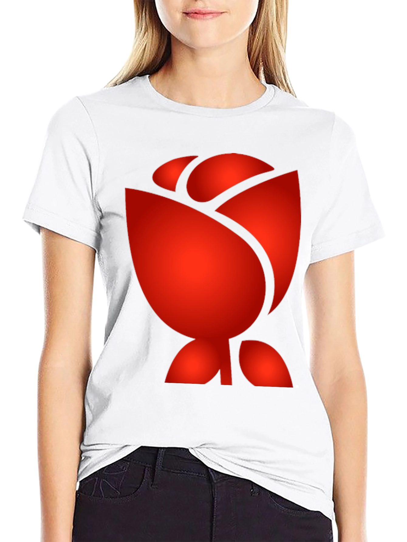 Red Rose Graphic Print Black T-Shirt