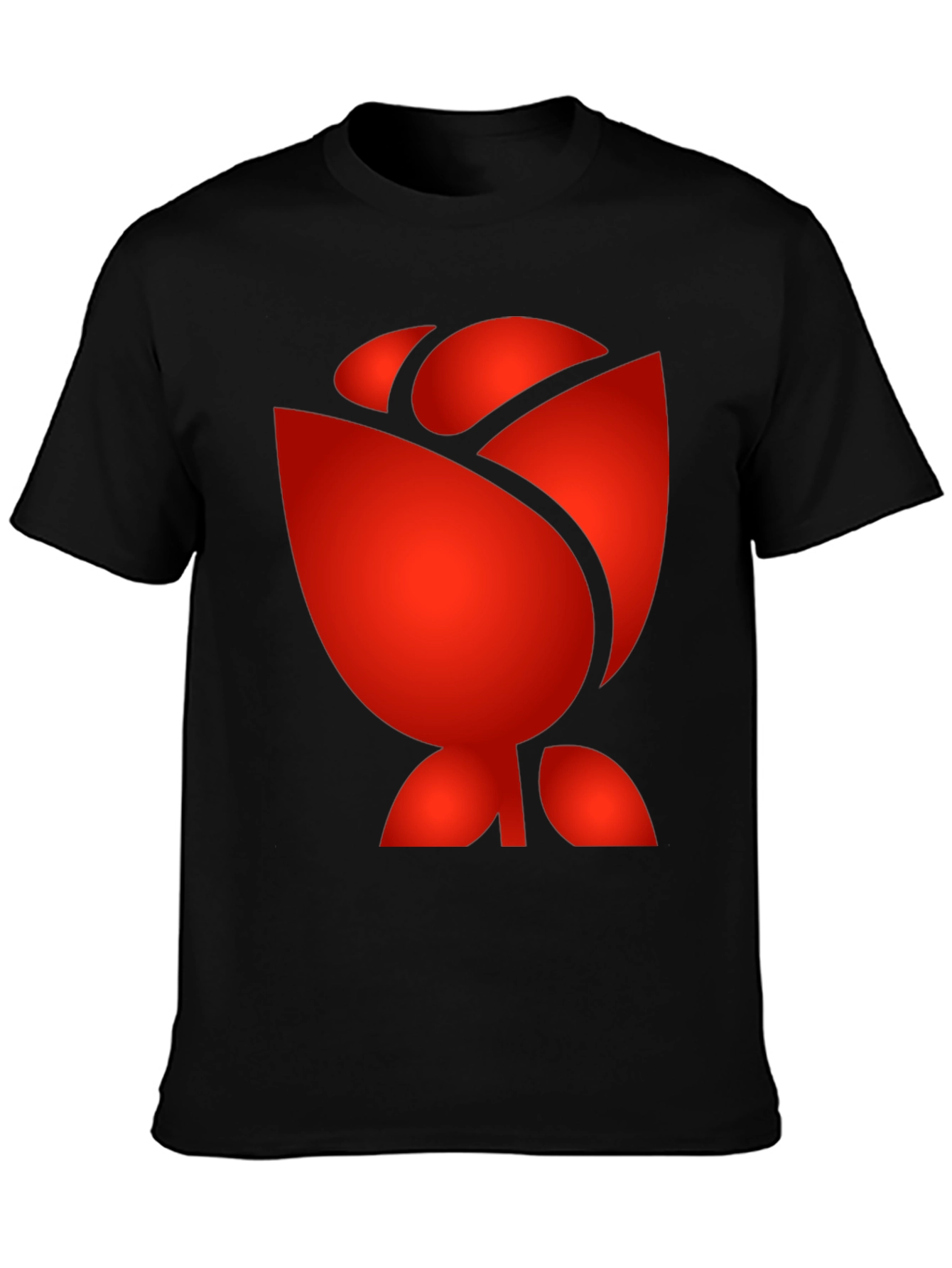 Red Rose Graphic Print Black T-Shirt