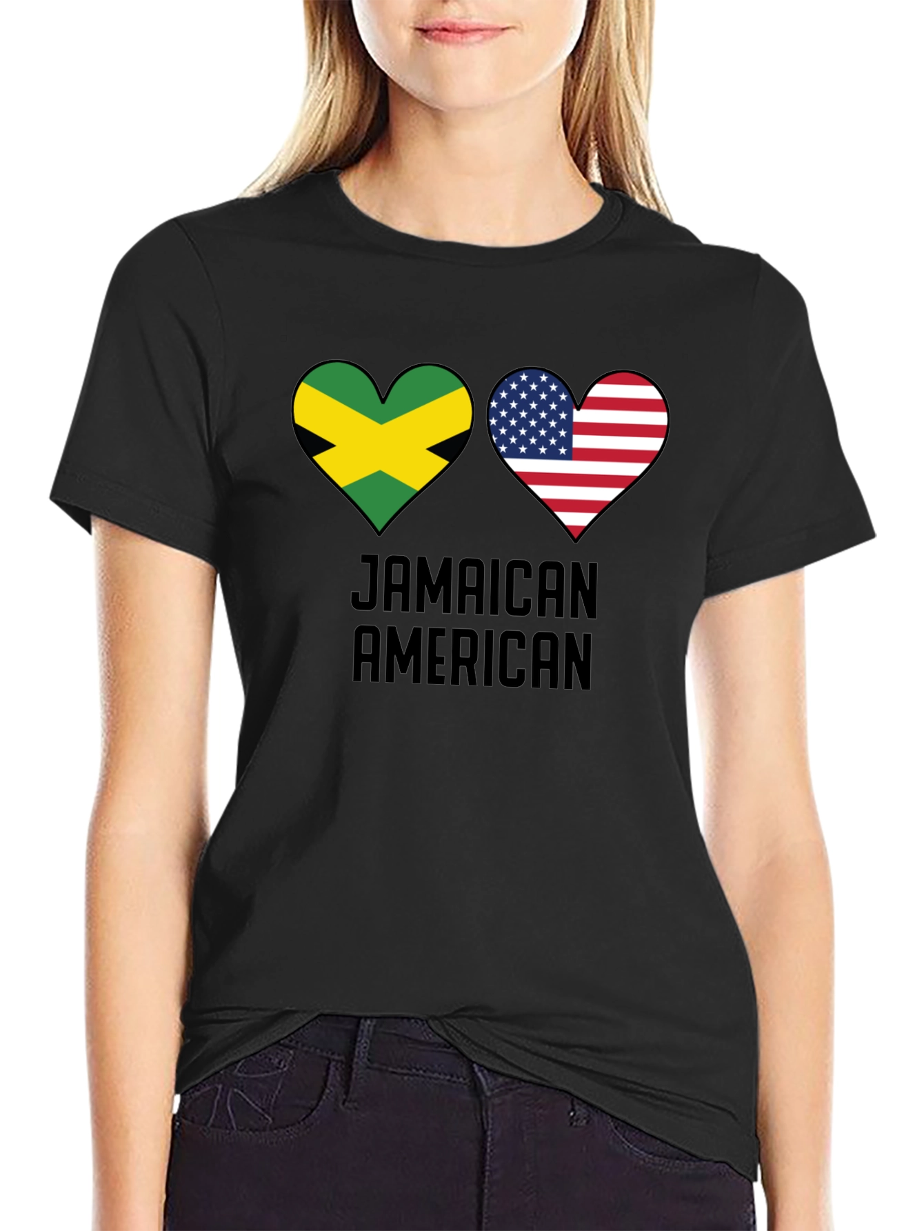 Jamaican American Flag Heart T-Shirt