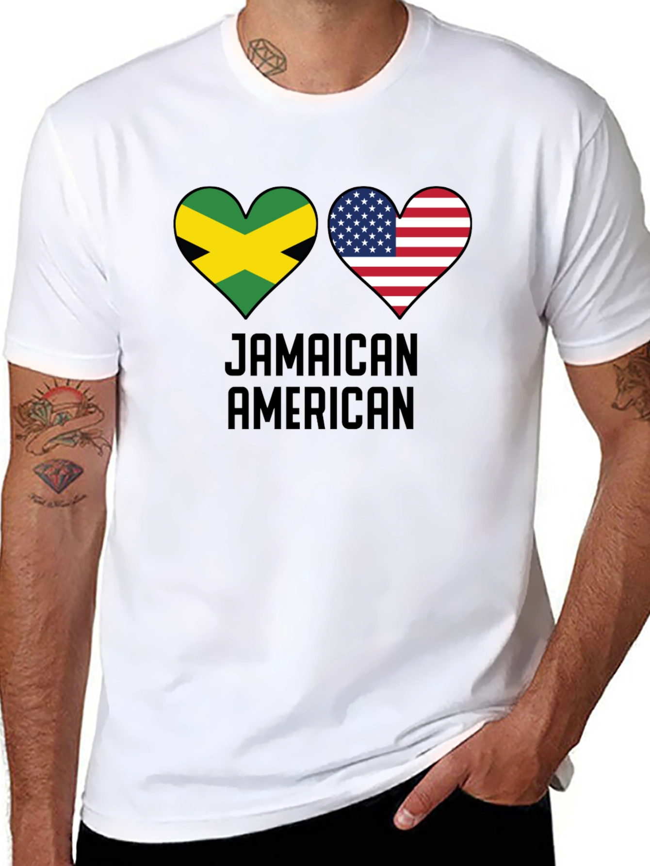 Jamaican American Flag Heart T-Shirt