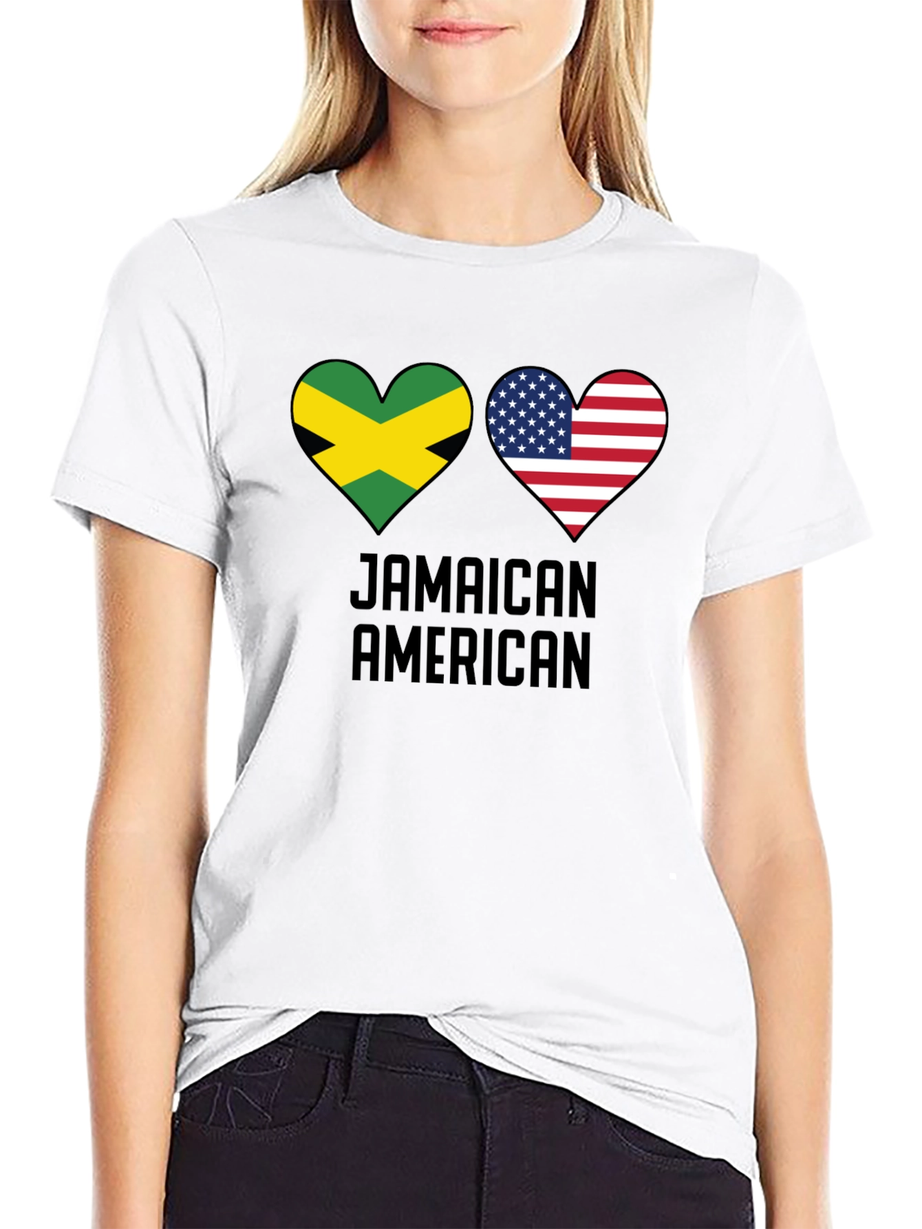 Jamaican American Flag Heart T-Shirt