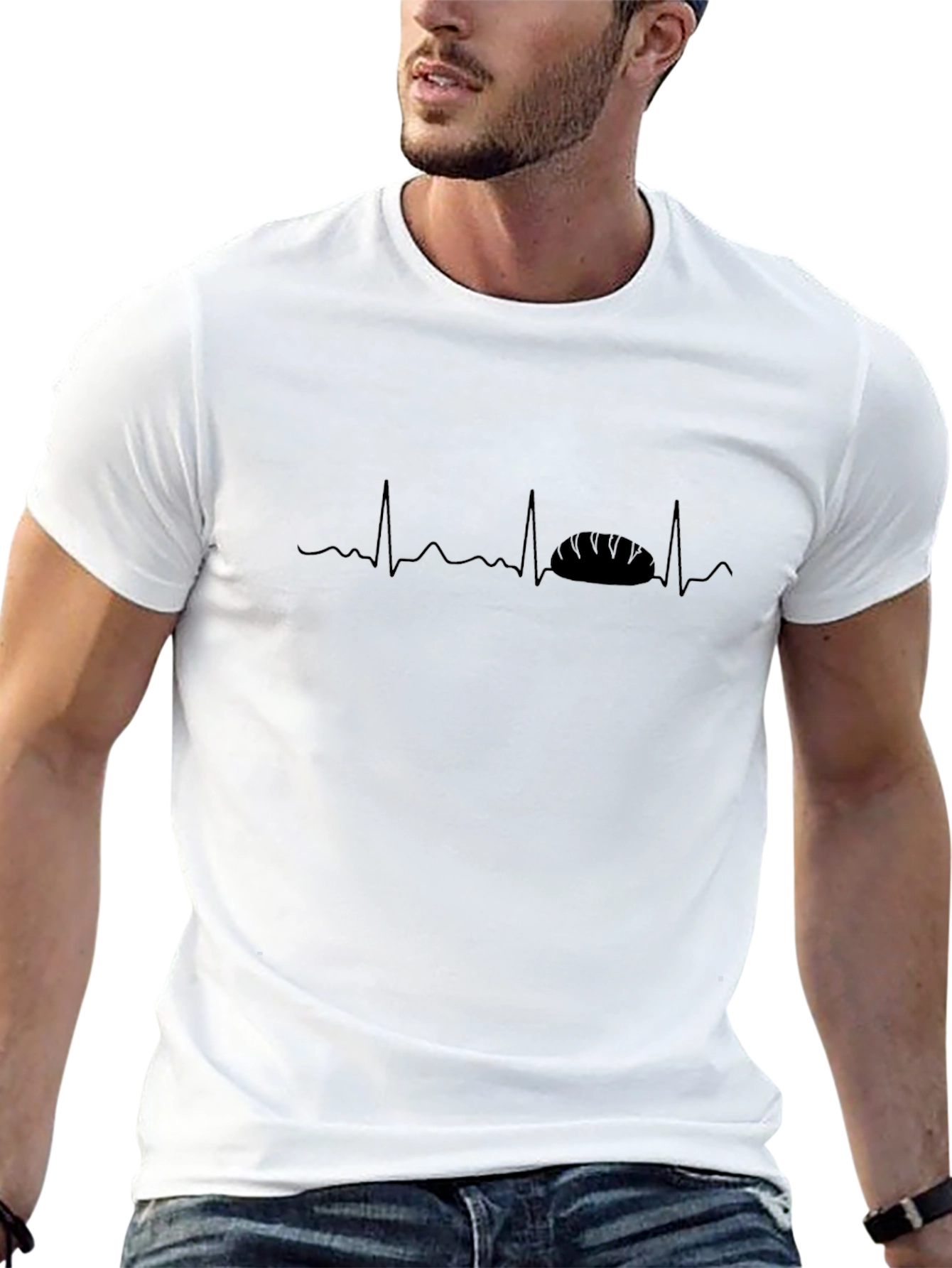 Bread Lovers ECG T-Shirt - Heartbeat Loaf Graphic Tee