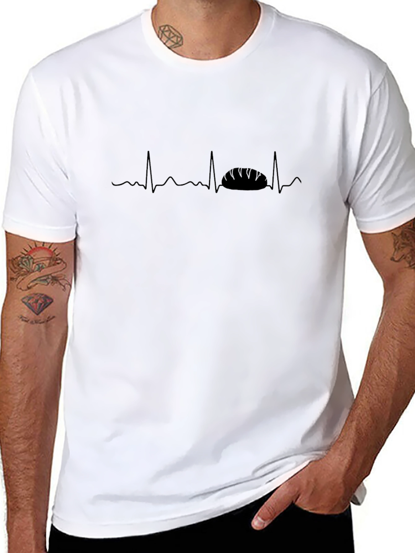 Bread Lovers ECG T-Shirt - Heartbeat Loaf Graphic Tee