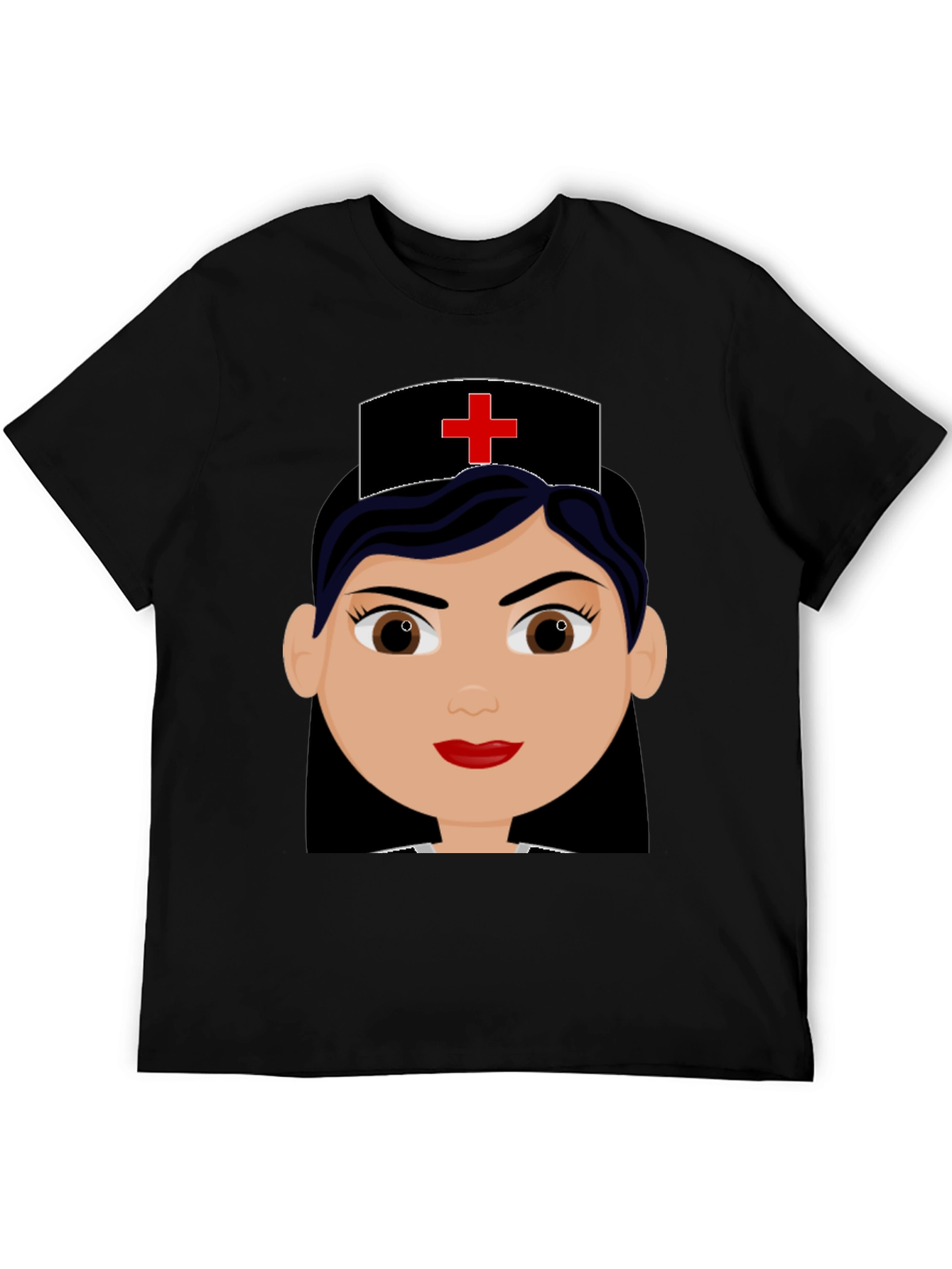 Nurse Cartoon Graphic Black Tee