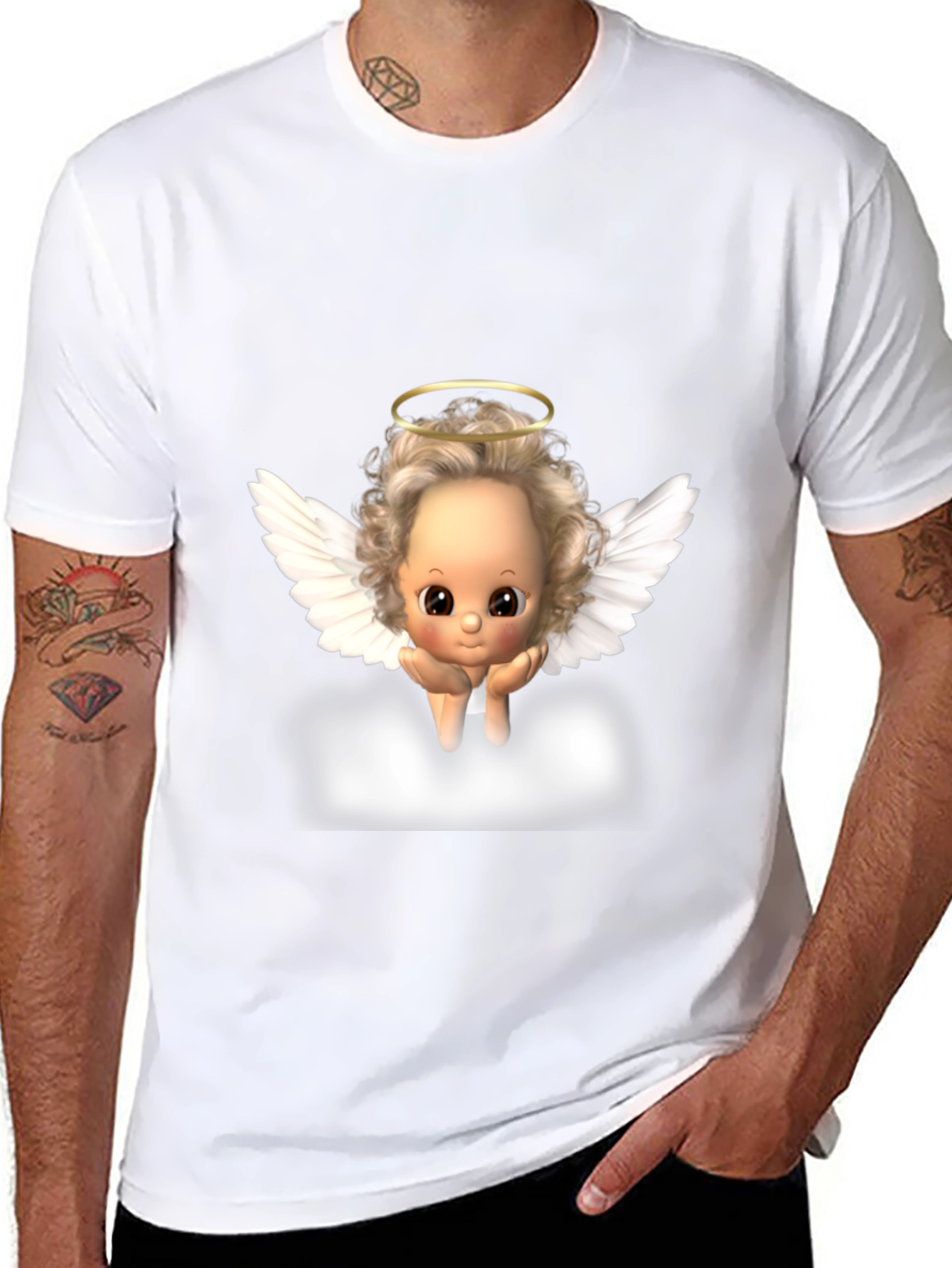 Angel Baby Graphic Tee - Black