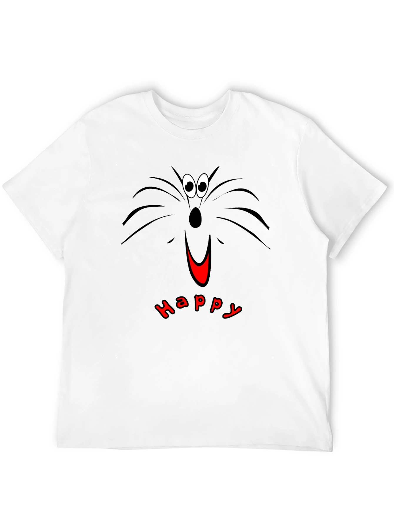 Happy Cat Face T-Shirt - Black