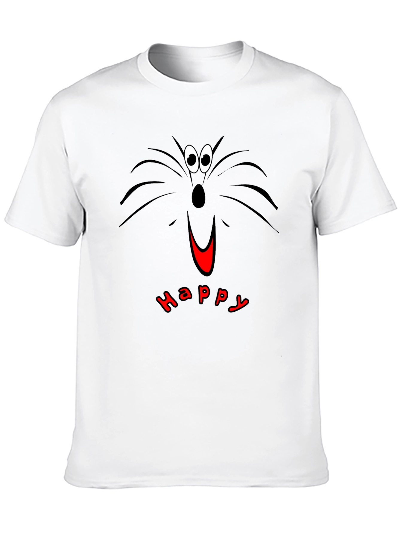 Happy Cat Face T-Shirt - Black
