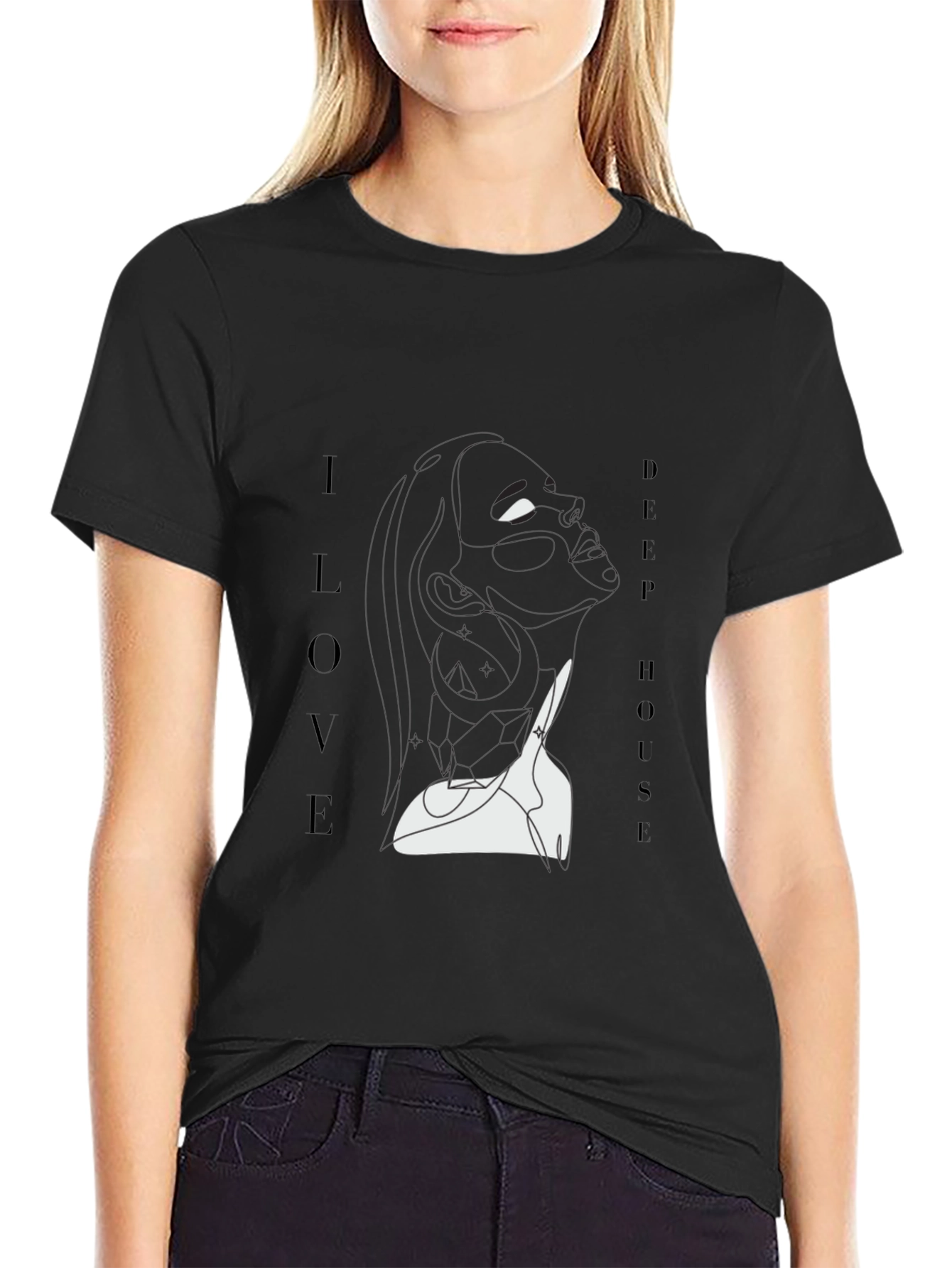 I Love Deep House Black Graphic Tee