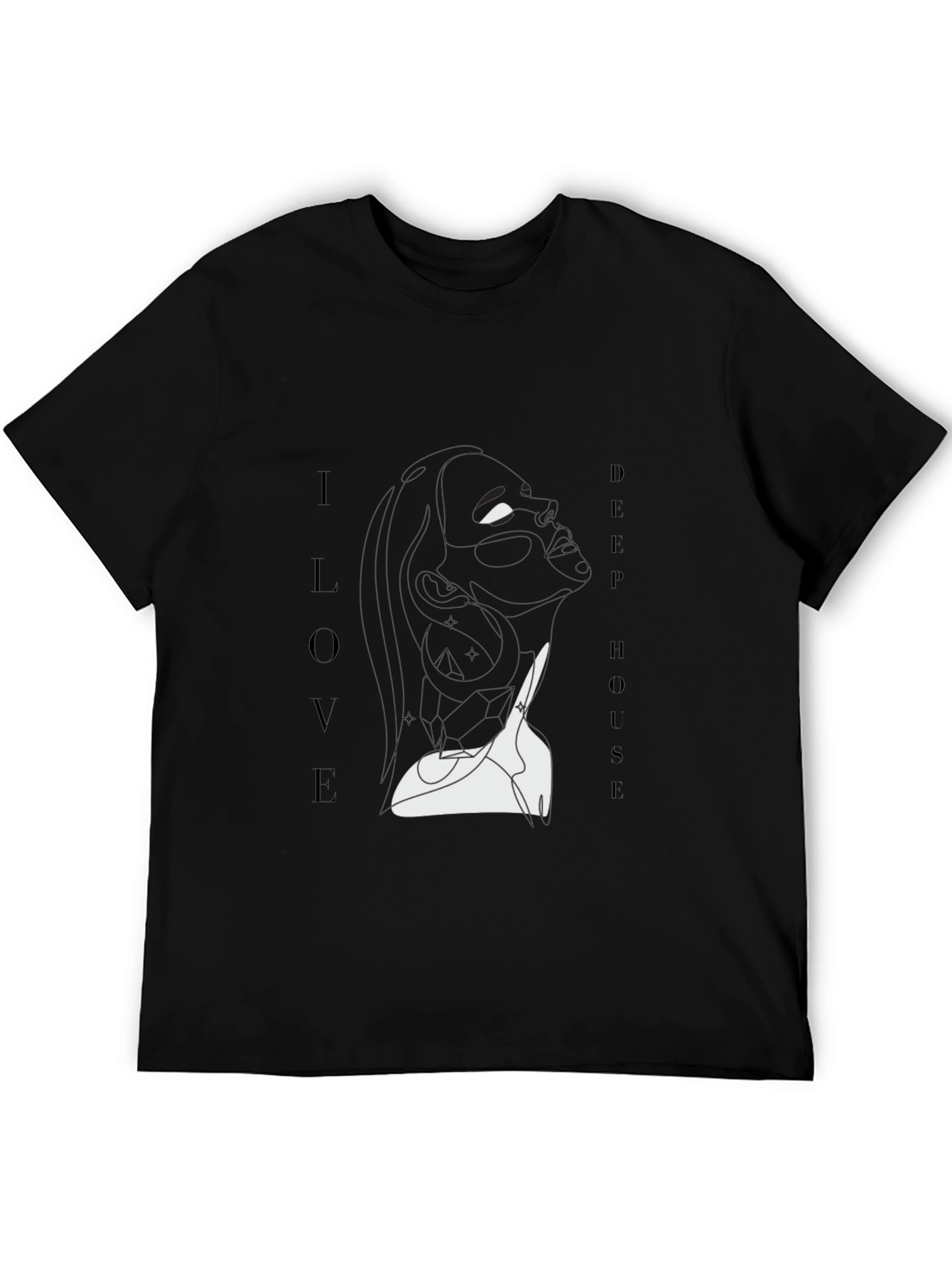 I Love Deep House Black Graphic Tee