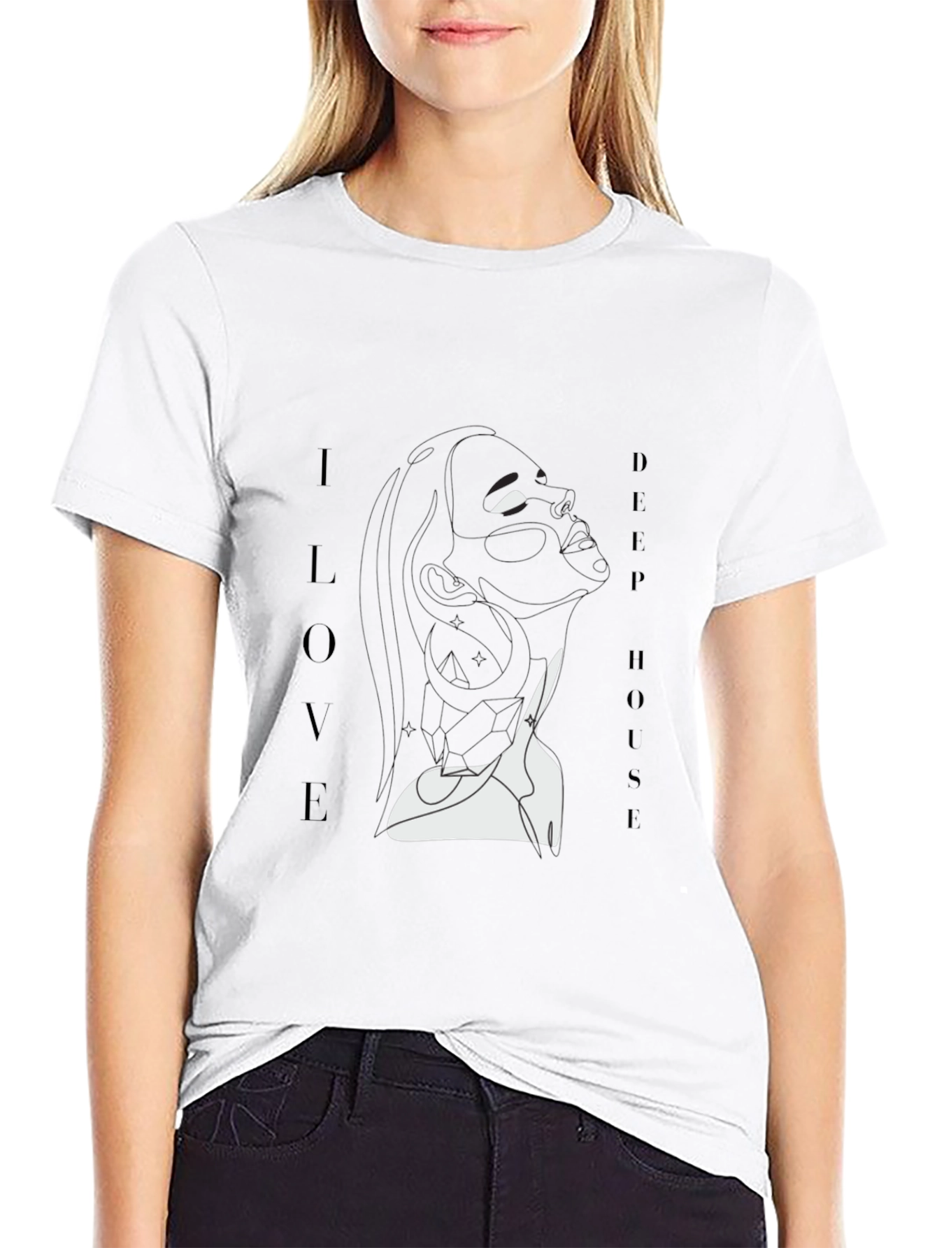 I Love Deep House Black Graphic Tee