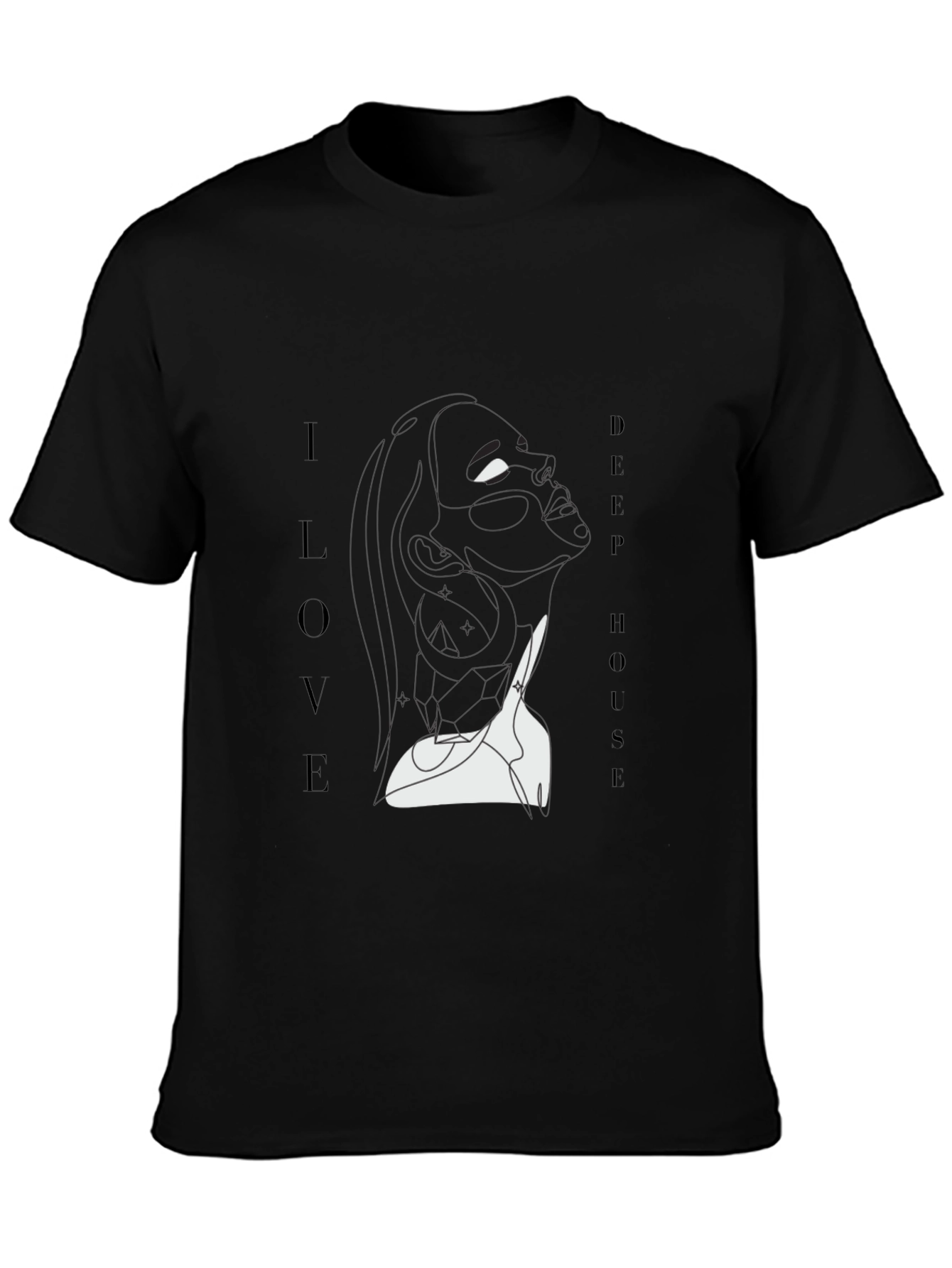 I Love Deep House Black Graphic Tee